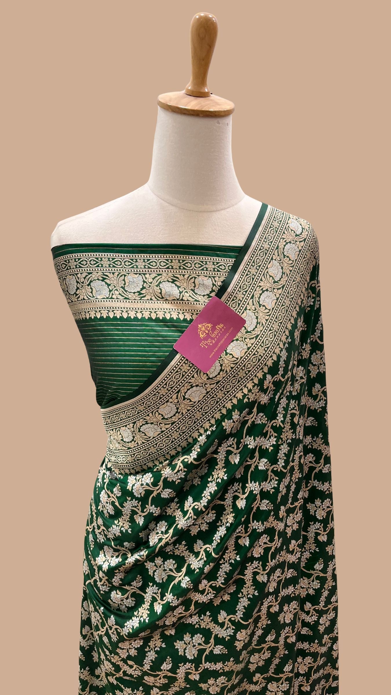 Pure Katan Silk Handloom Banarasi Saree - All Over Sona Rupa Jaal Work