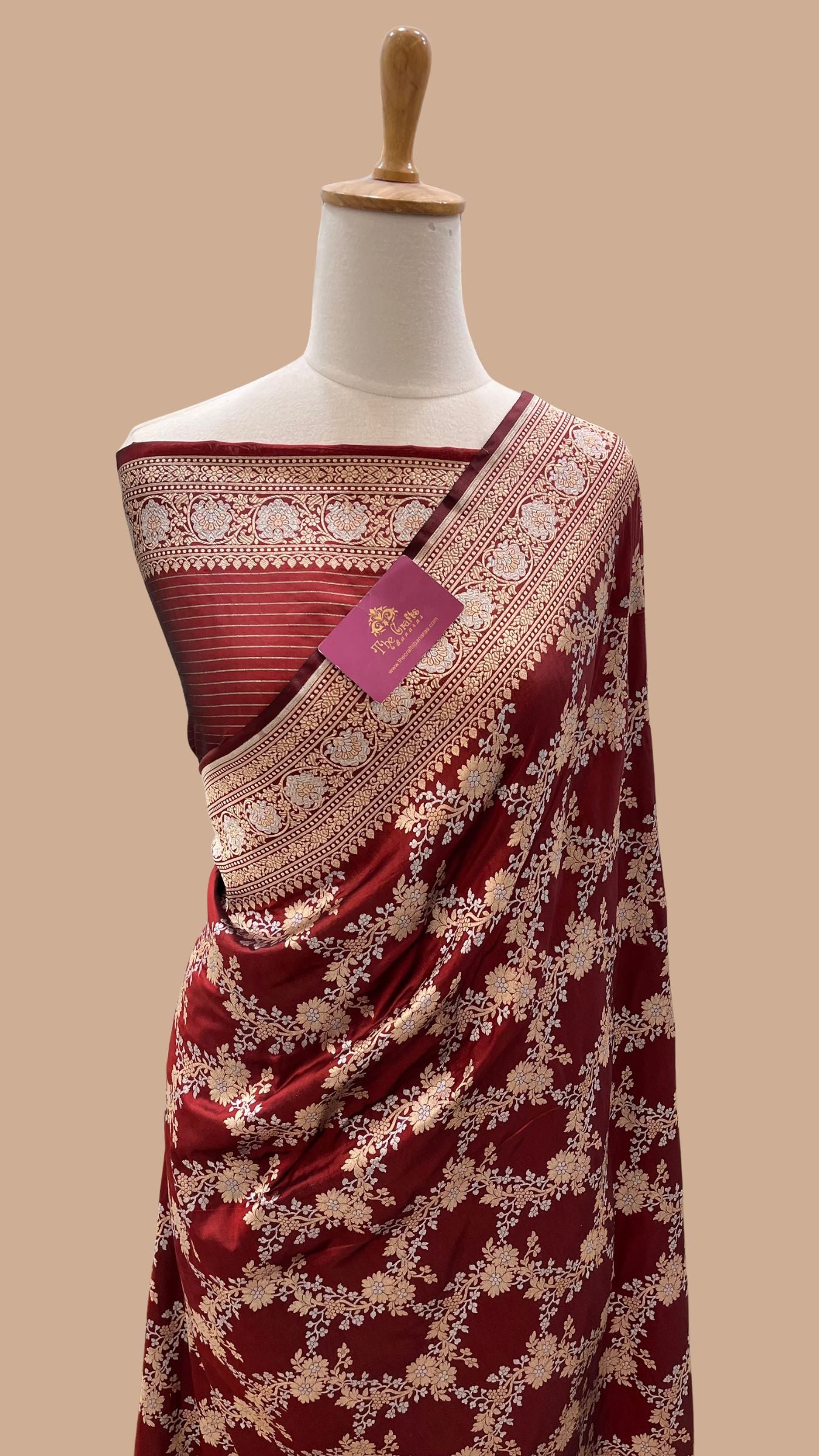Pure Katan Silk Handloom Banarasi Saree - All Over Sona Rupa Jaal Work