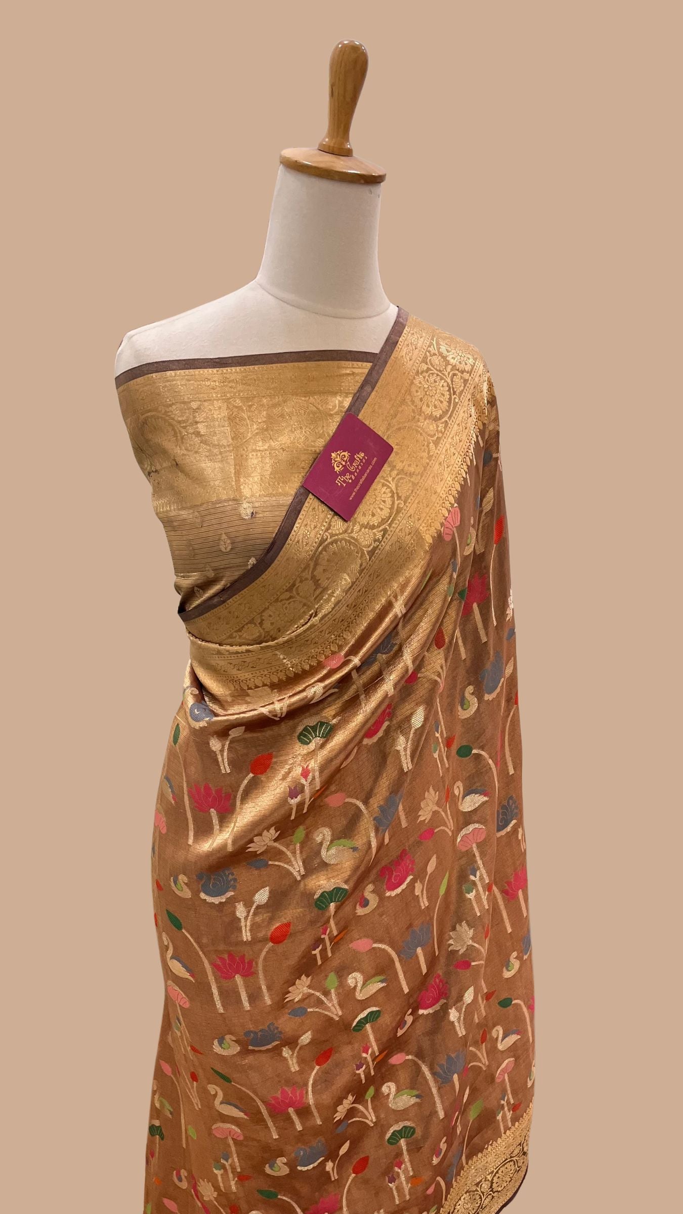 Pure Zari Kota Tissue Silk Handloom  Banarasi Saree - Meenakari