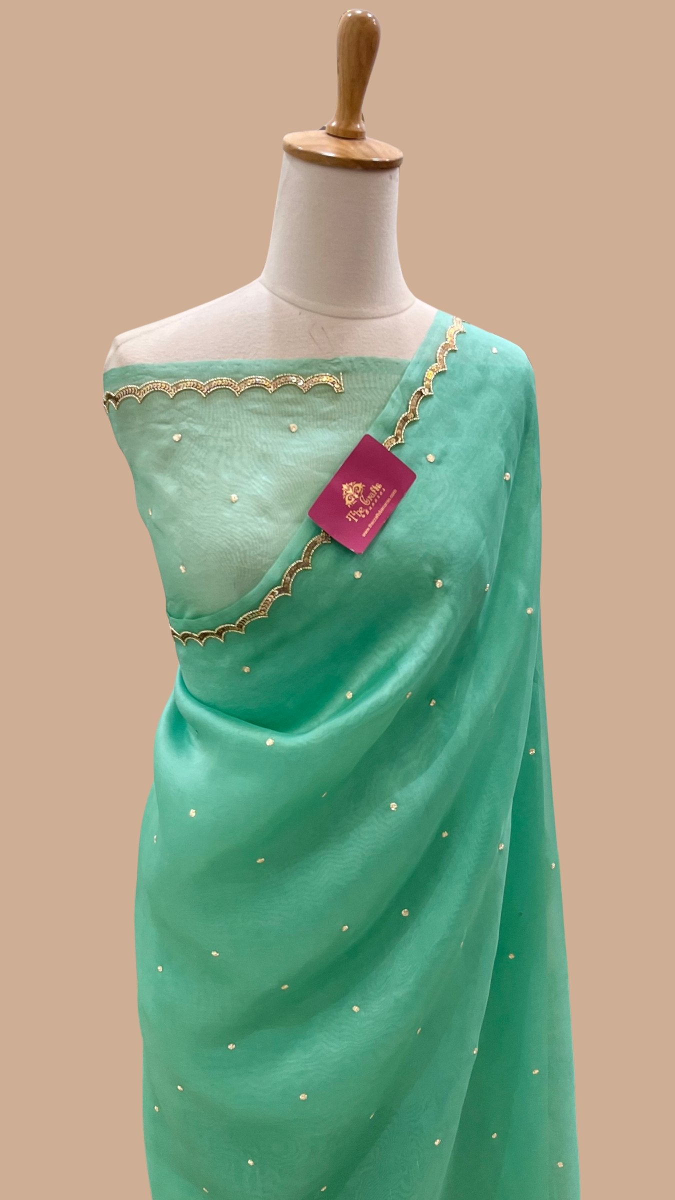 Pure Kora Organza Silk Banarasi Saree - with Zardozi, Sequin & Pitta Handwork
