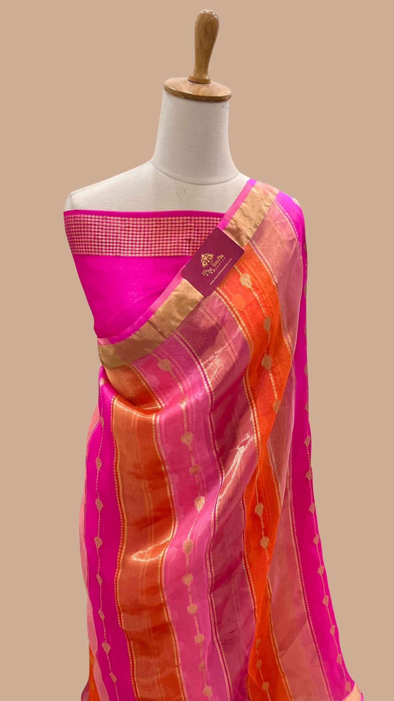 Rangkat Pure Kora Tissue Silk Handloom Banarasi Saree- Kadhua Motifs