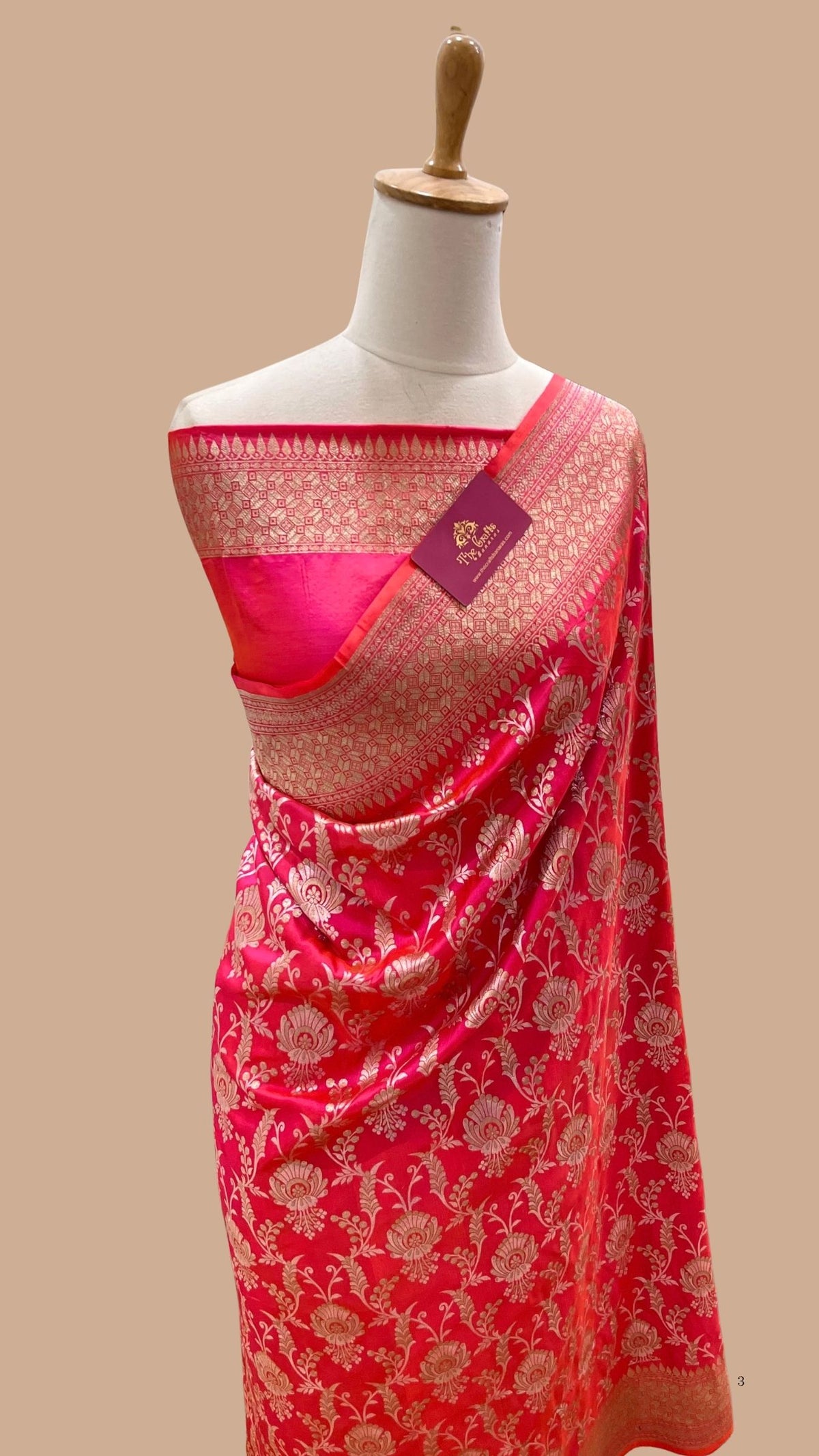 Pure Katan Silk Handloom Banarasi Saree - All Over Sona Rupa Jaal Work