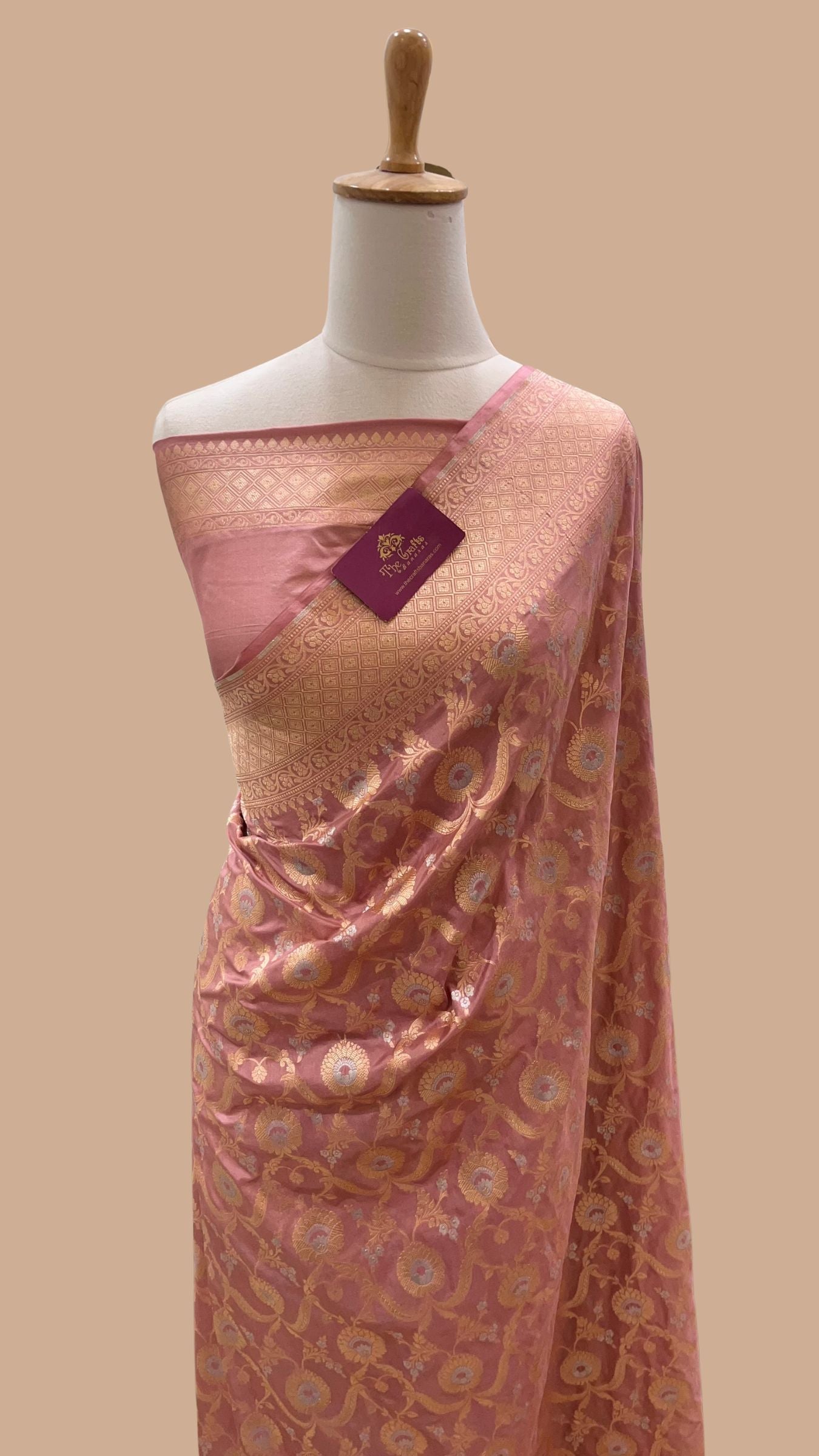 Pure Katan Silk Handloom Banarasi Saree - All Over Sona Rupa Jaal Work