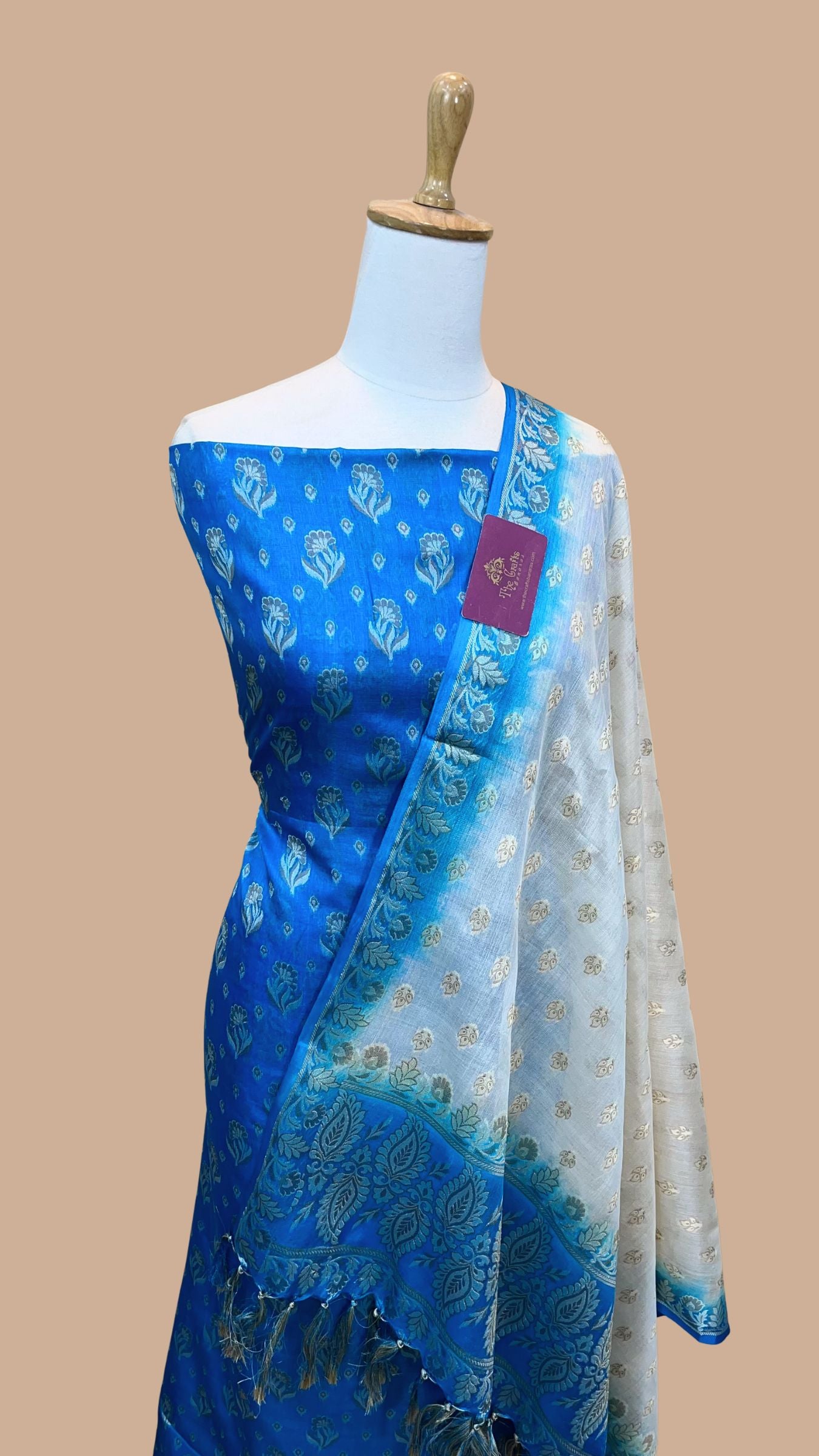 Pure Butter Crepe Silk Banarasi Dress Material