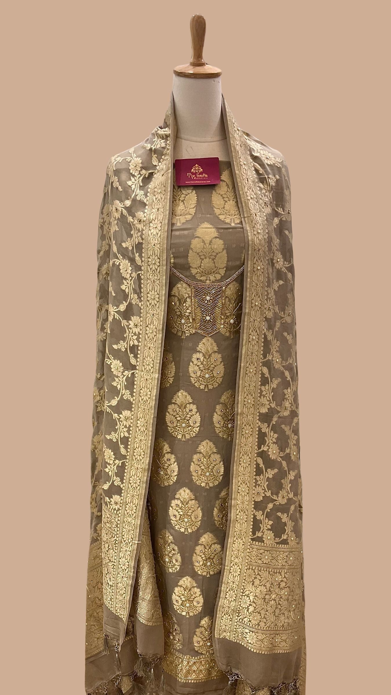 Khaddi Georgette Banarasi Dress Material - Handwork Gota Patti Zardozi & Stone Work