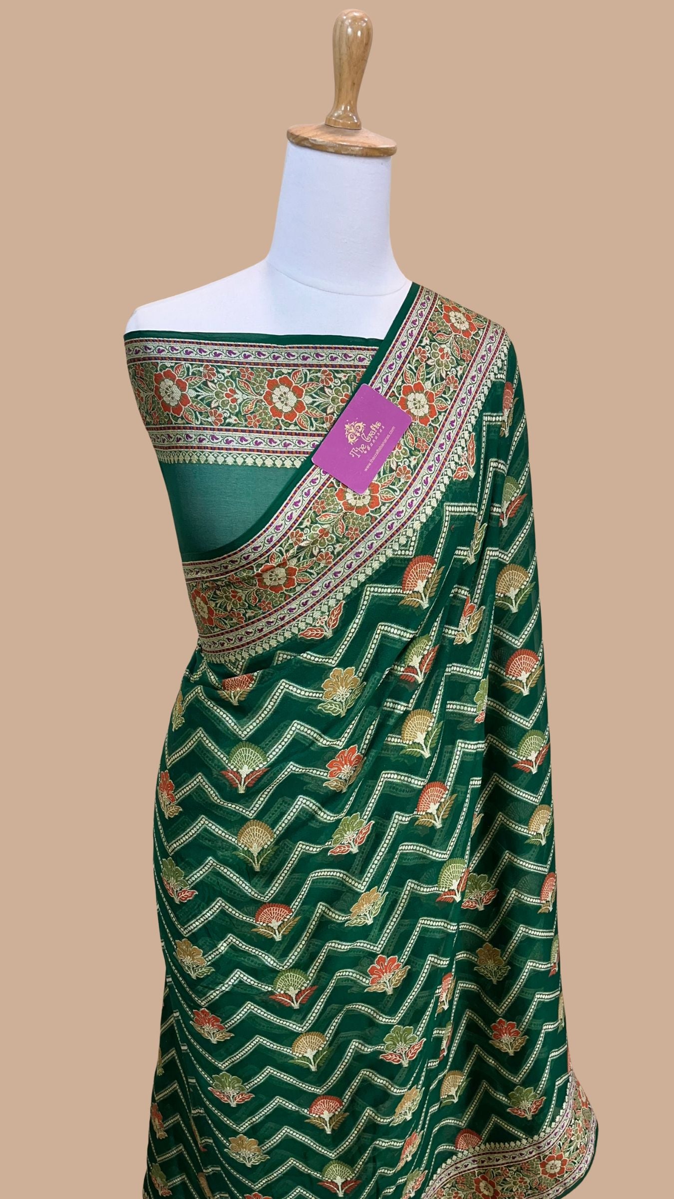 Pure Khaddi Chiffon Banarasi Saree