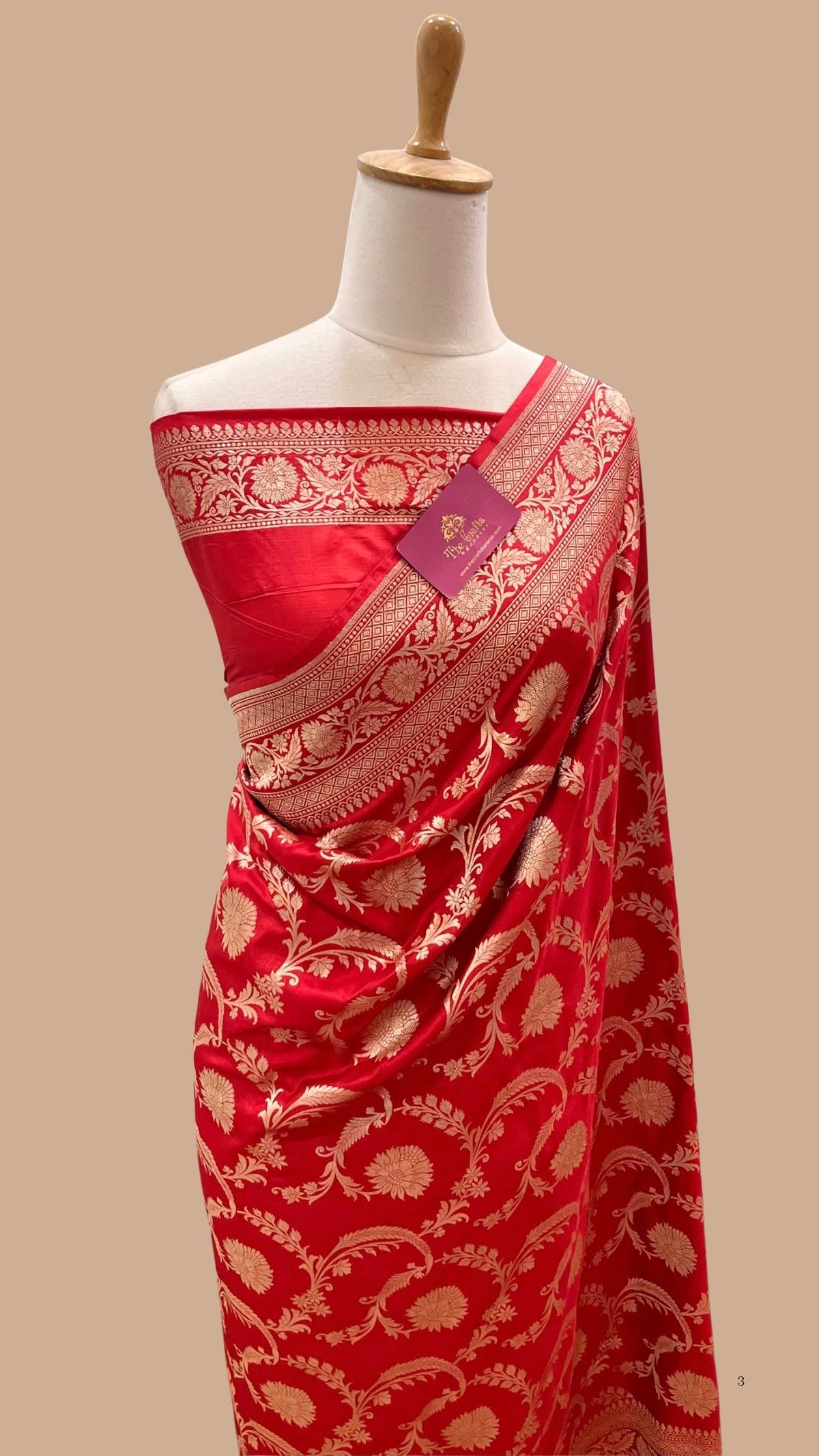 Pure Katan Silk Handloom Banarasi Saree - Jaal work