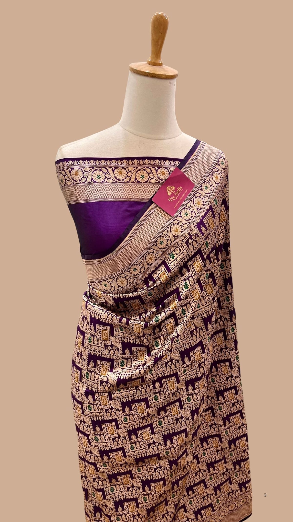 Pure Katan Silk Handloom Banarasi Saree -  Jaal Work with Meenakari