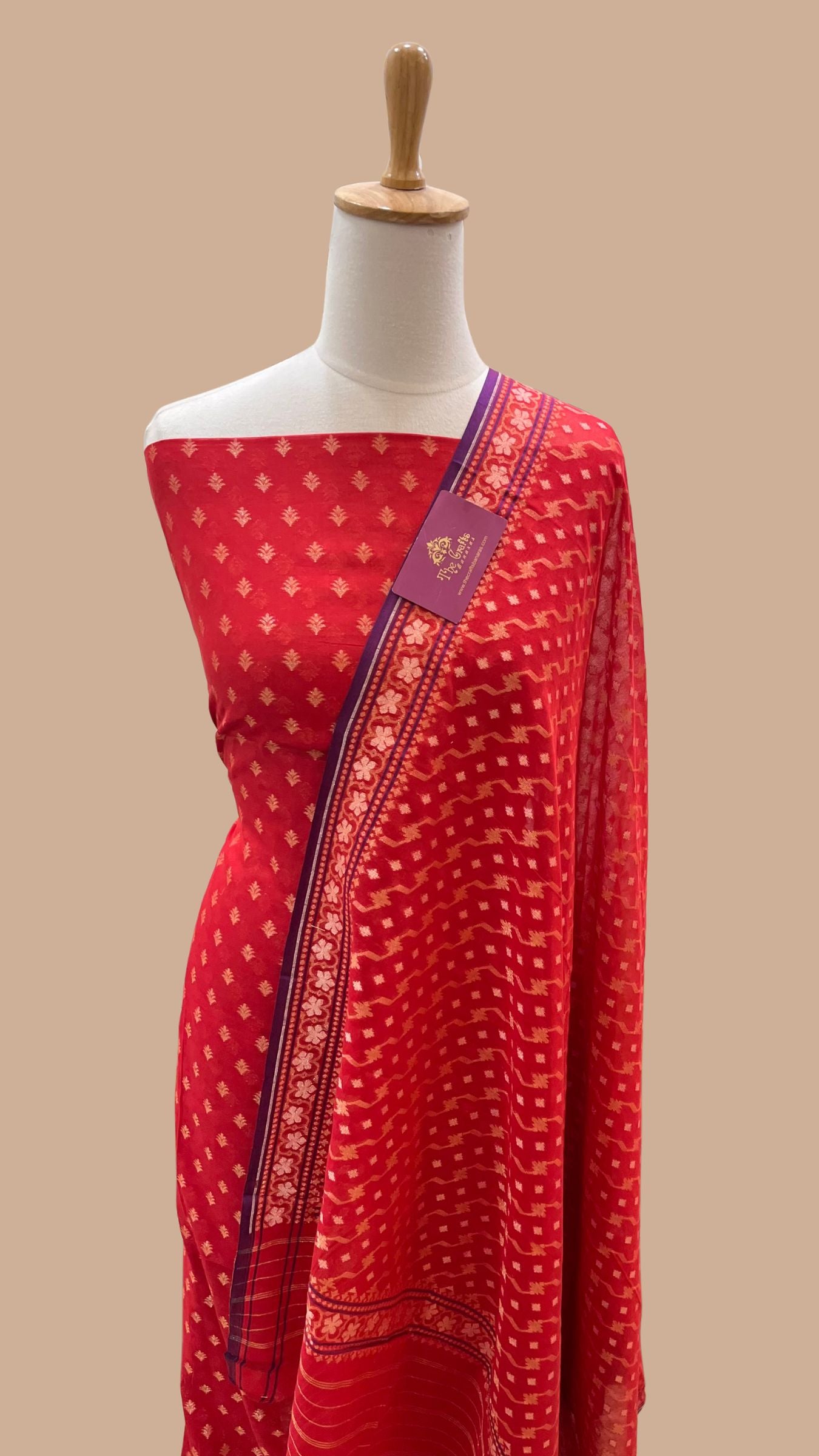 banarasi cotton dress material Banarasi Cotton Silk Dress Material Woven Salwar Kameez Dupatta Suit Set Red