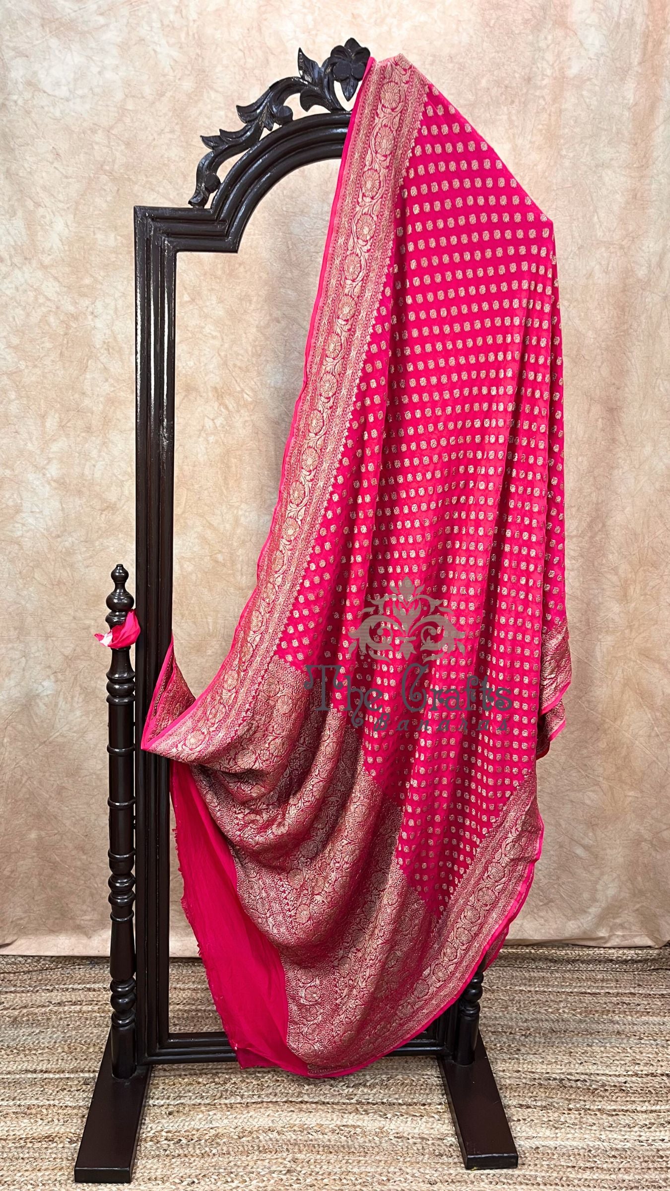 Pure Crepe Georgette Banarasi Saree - Antique Zari