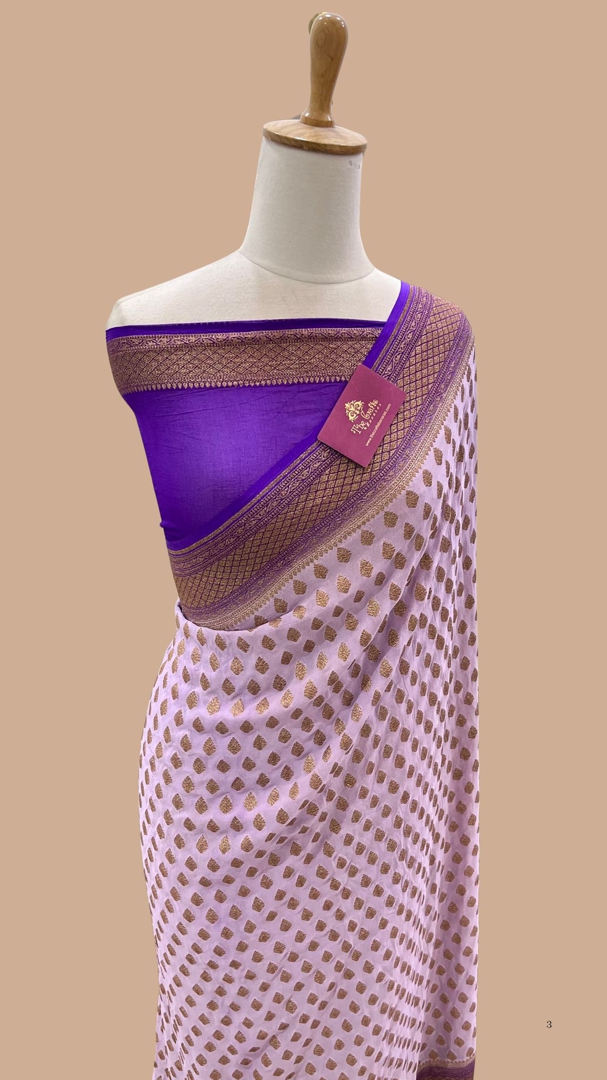 Khaddi Georgette Banarasi Saree - Antique Zari