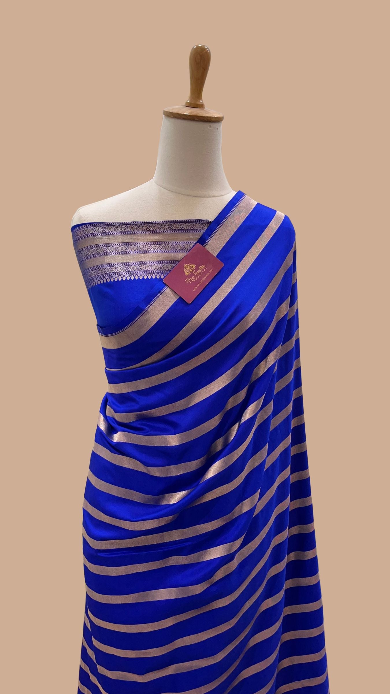 Pure Katan Silk Handloom Banarasi Saree - Stripes