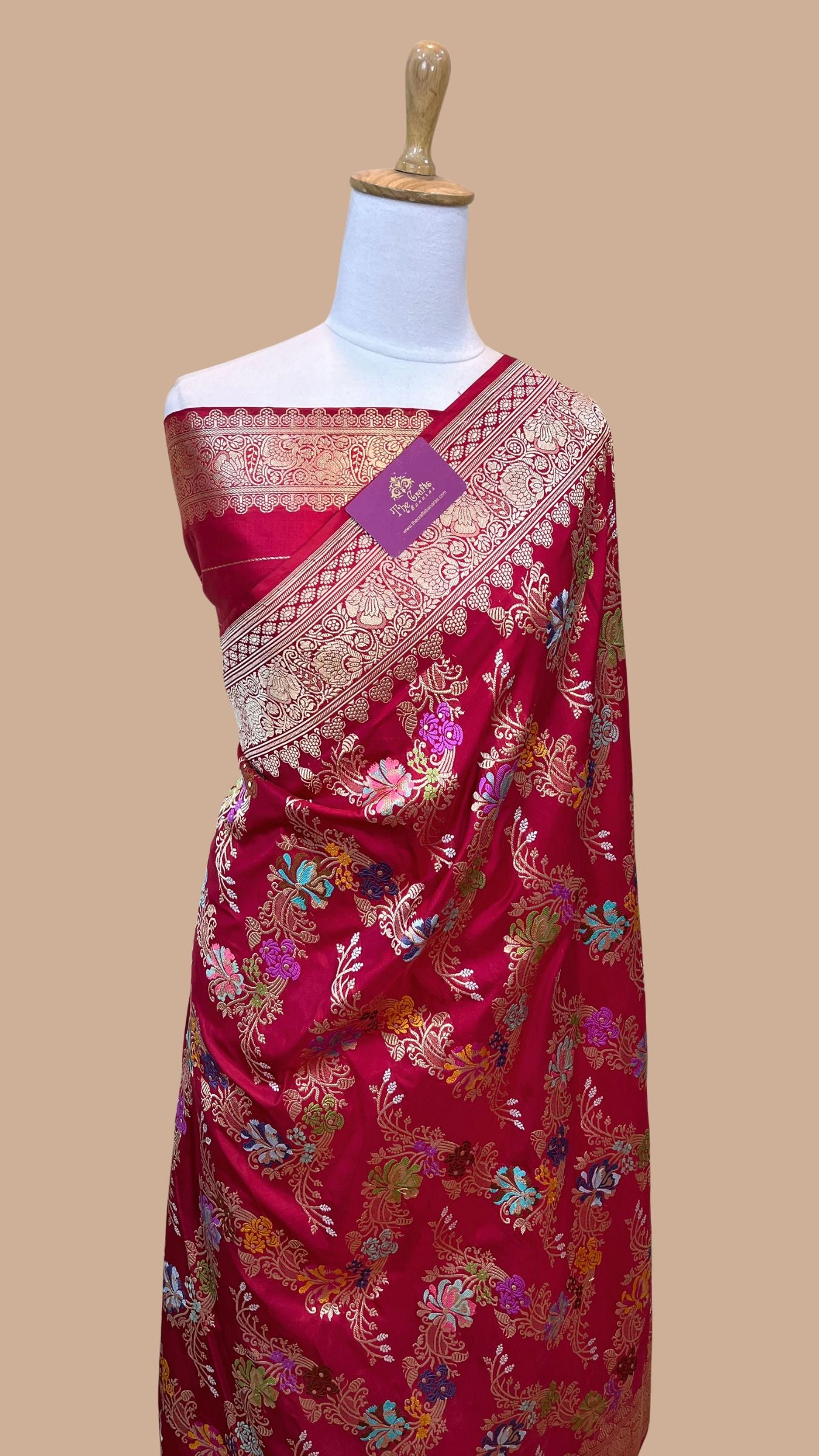 Pure Katan Silk Handloom Banarasi Saree - All Over Kadiyal Jaal Work