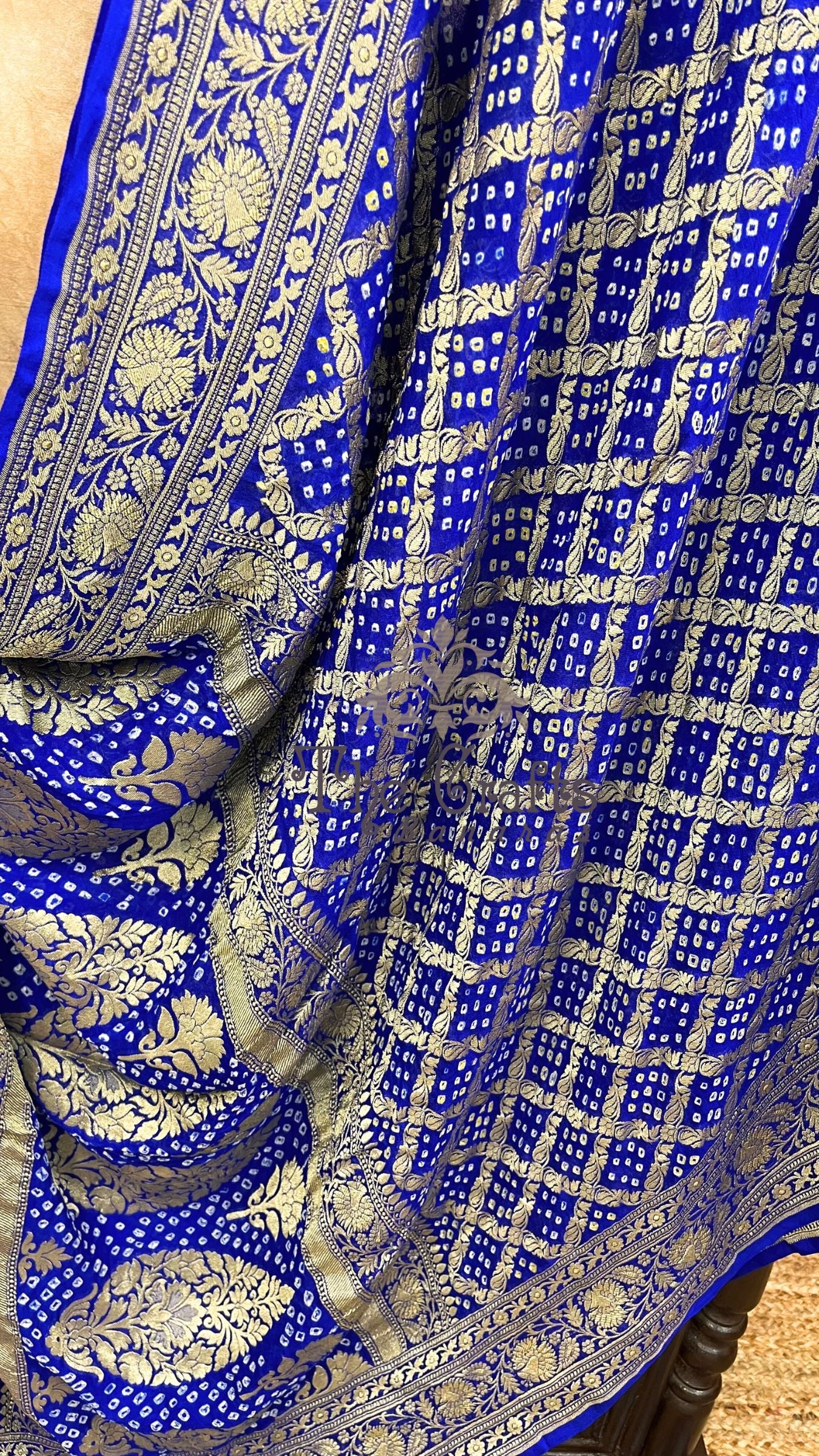 Pure Georgette Banarasi Handloom Bandhej Saree