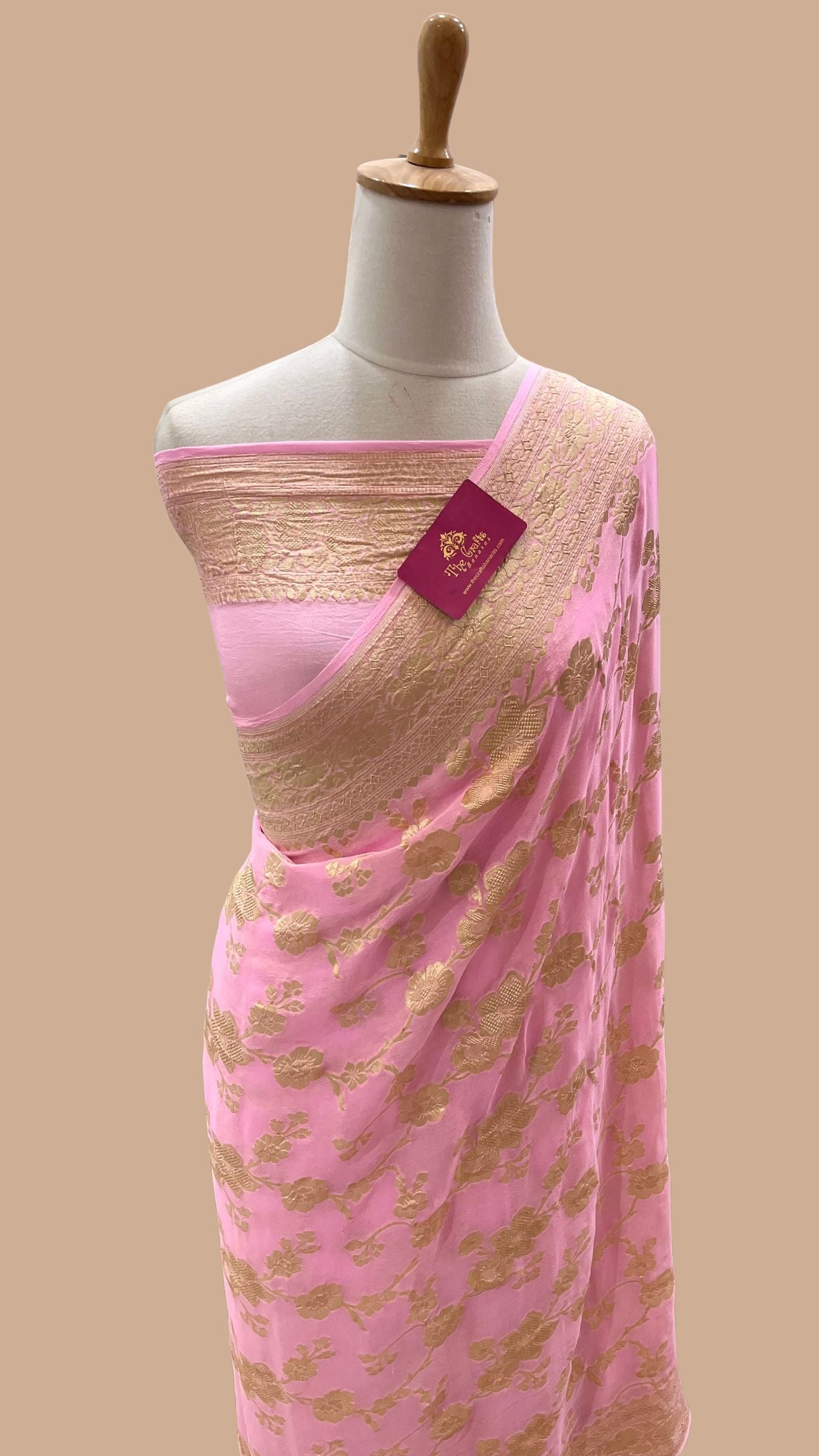 Khaddi Georgette Handloom Banarasi Saree