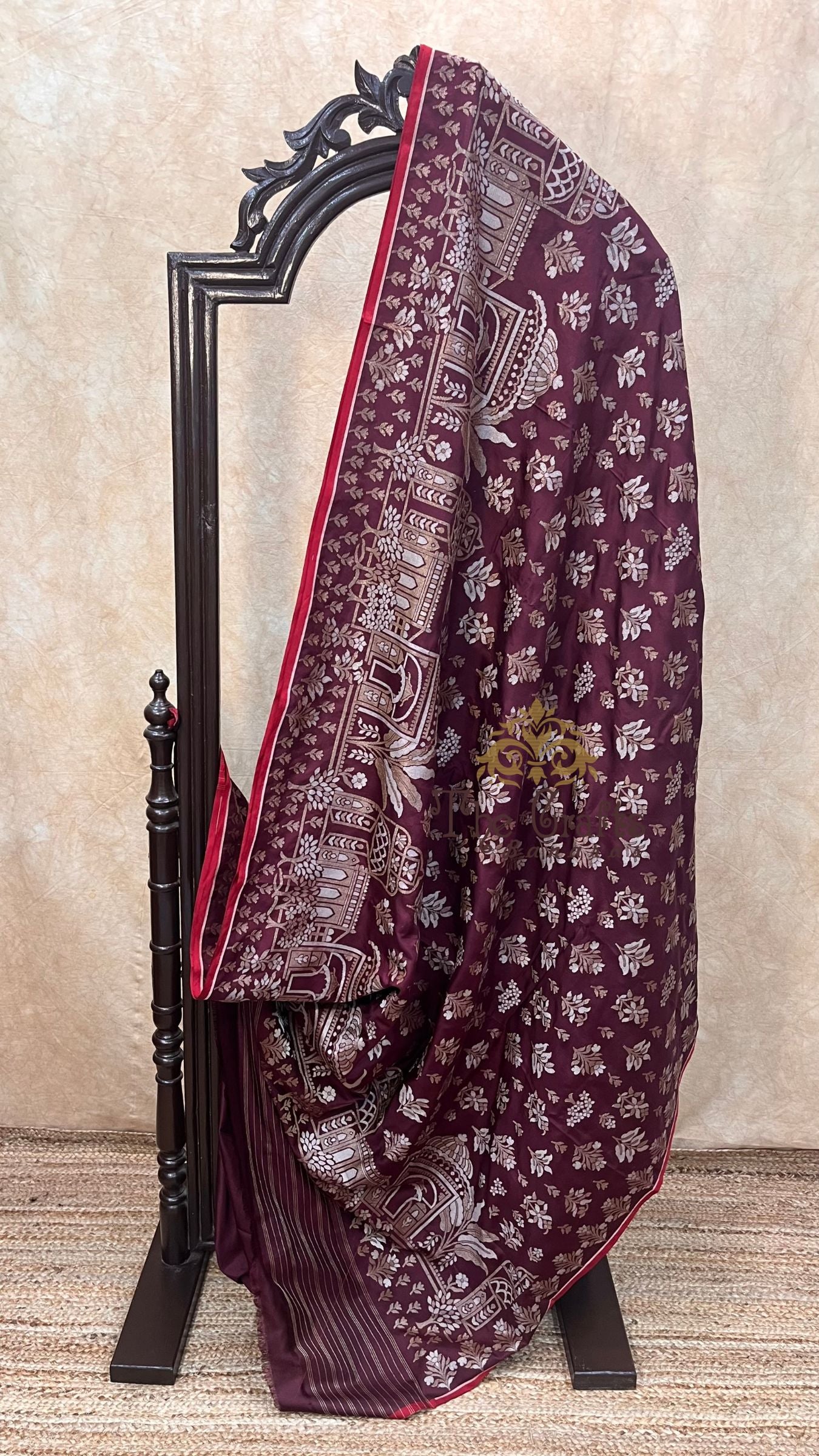 Pure Ektara katan Jamdani Banarasi Saree - Alfi