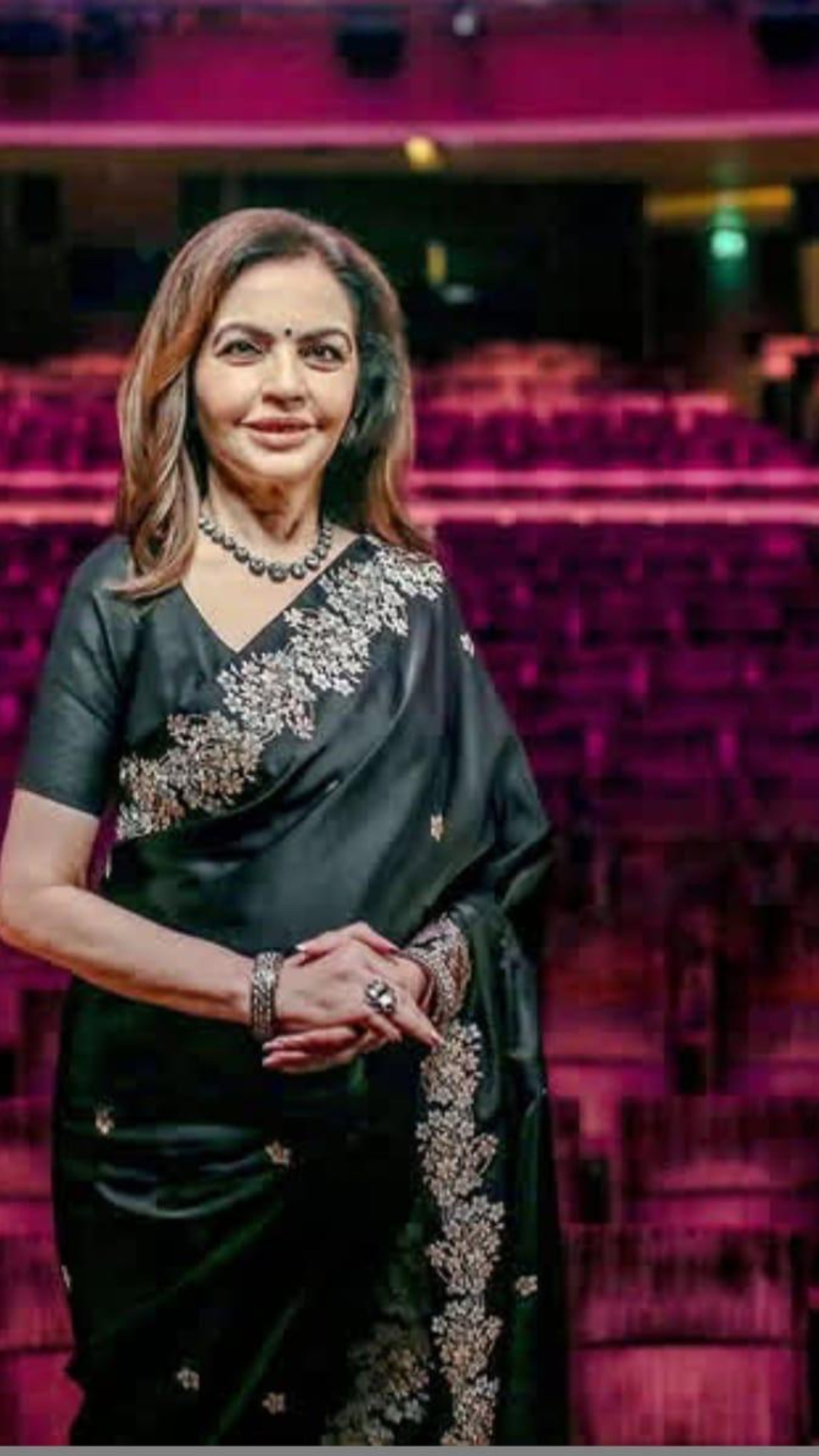 Nita Ambani in Pure Katan Silk Handloom Banarasi Saree - with kadhua motifs