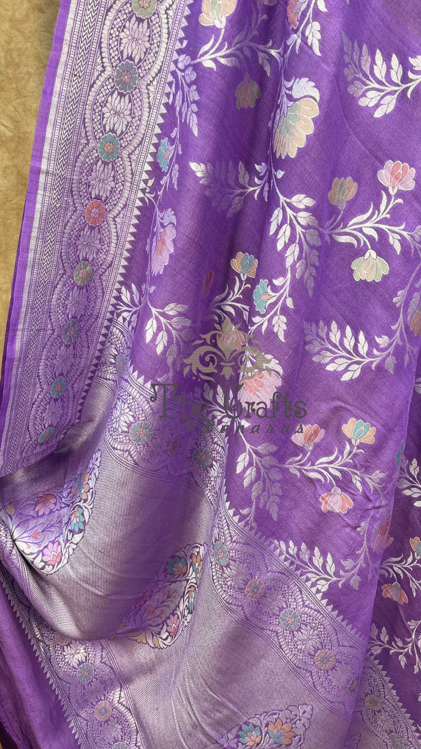 Tussar Georgette Handloom Banarasi Saree - Meenakari all over