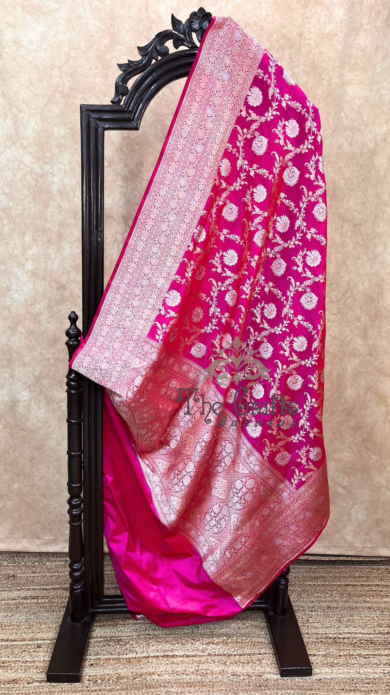 Pure Katan Silk Handloom Banarasi Saree - All over Sona Roopa Jaal work