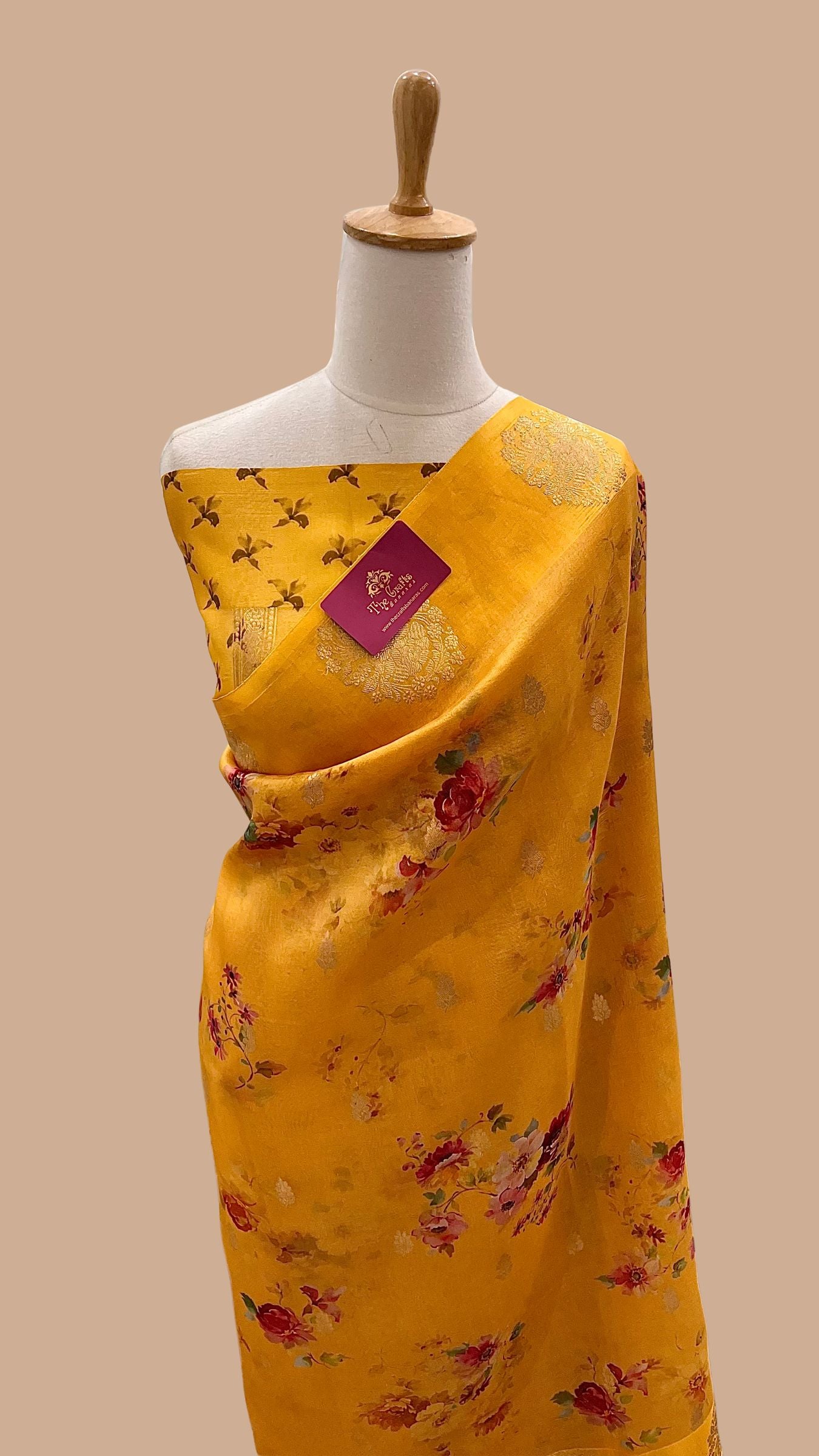 Pure Kora Silk Banarasi Saree - with Digital Print