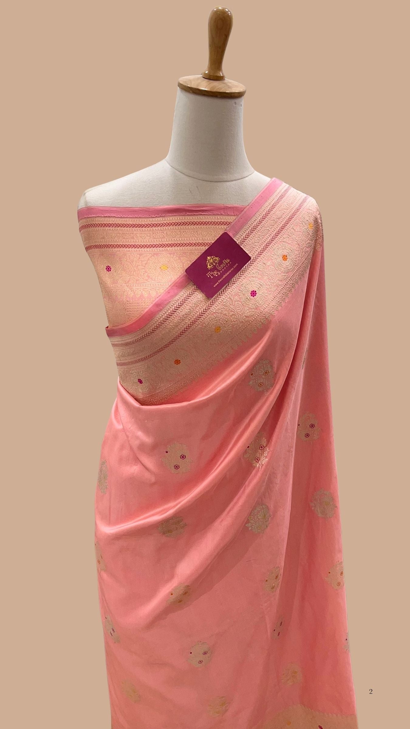 Pure Katan Silk Handloom Banarasi Saree - with kadhua meenakari motifs
