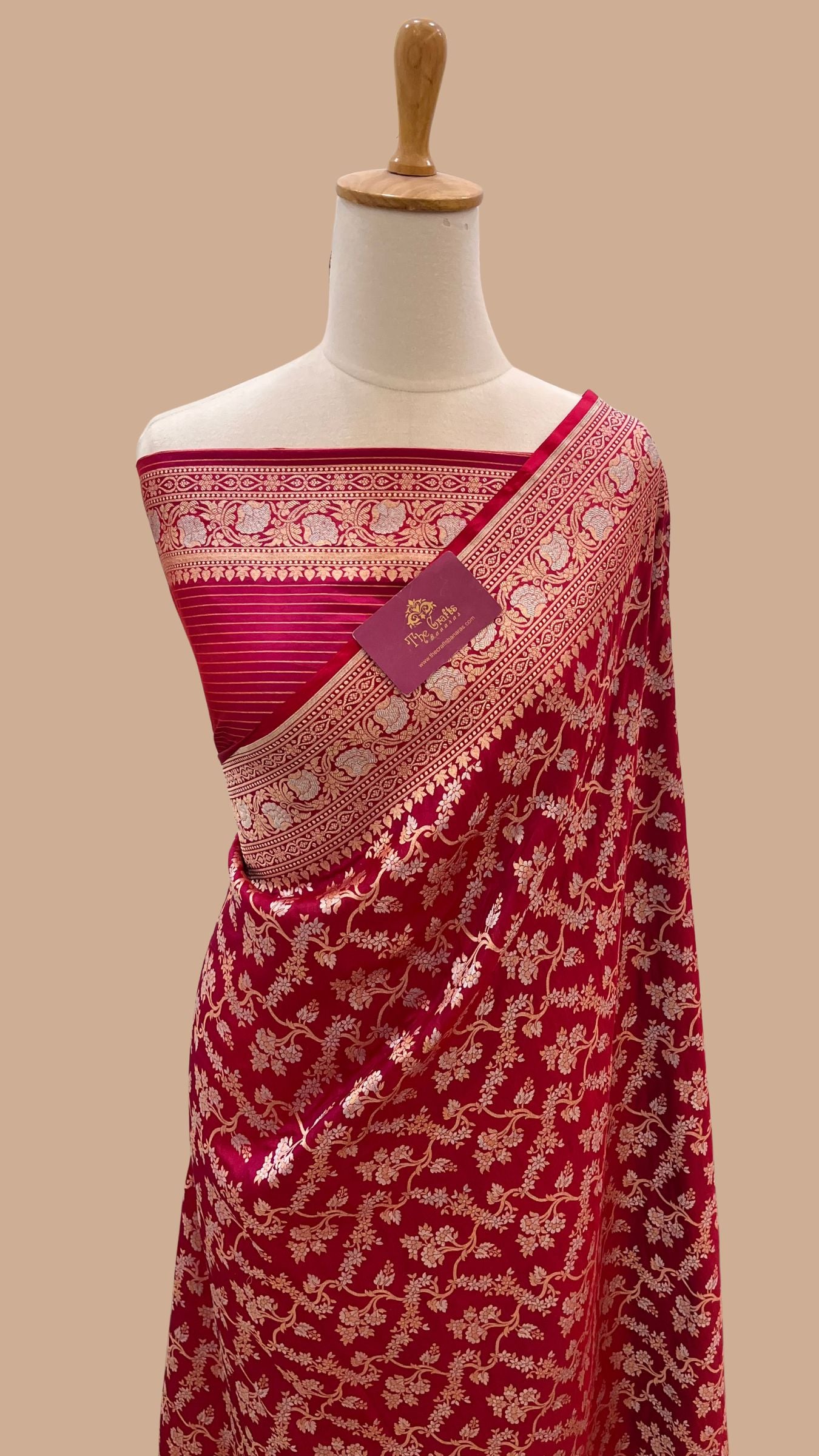 Pure Katan Silk Handloom Banarasi Saree - All Over Sona Rupa Jaal Work
