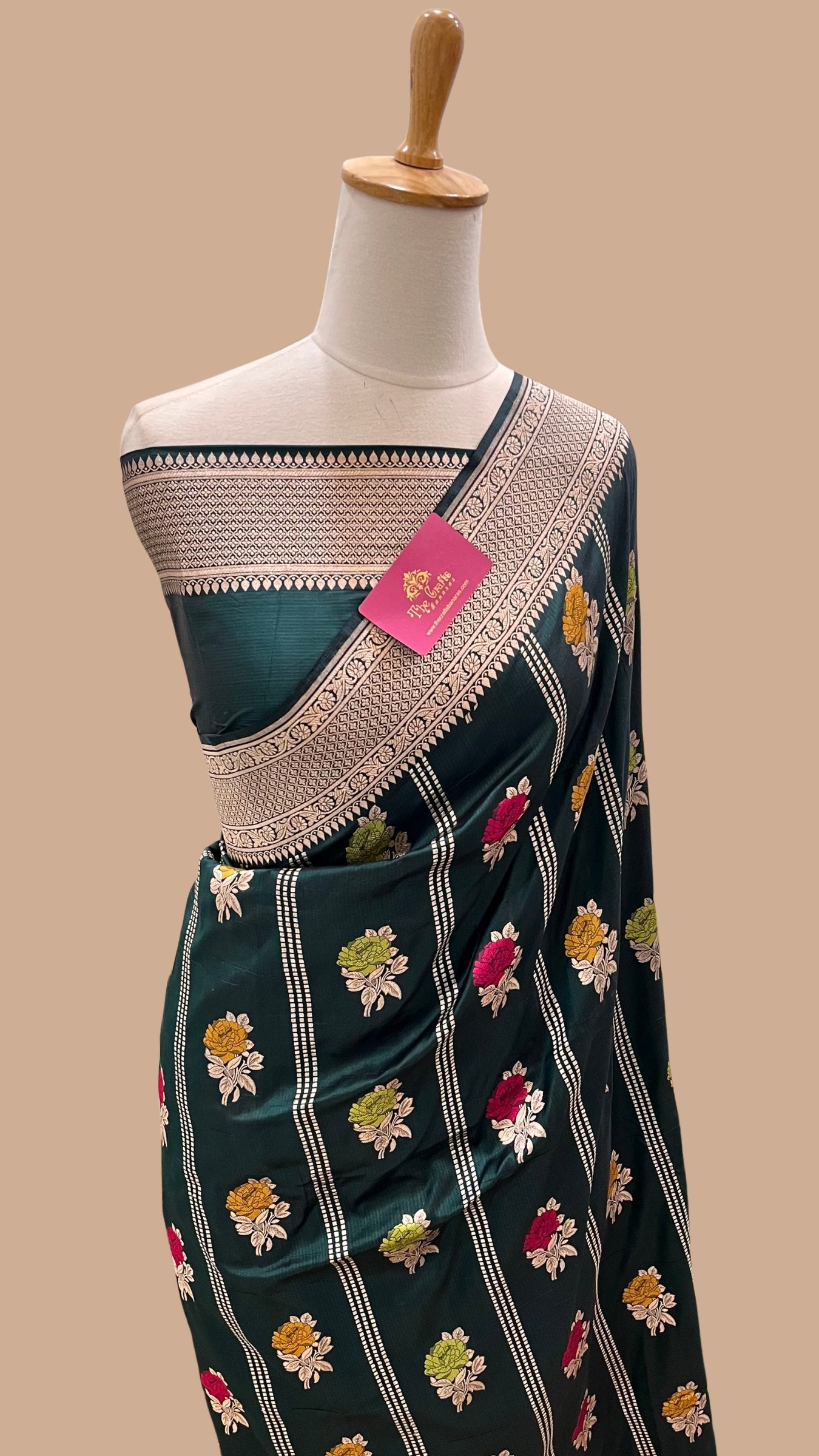 Pure Katan Silk Handloom Banarasi Saree - Meenakari Buti