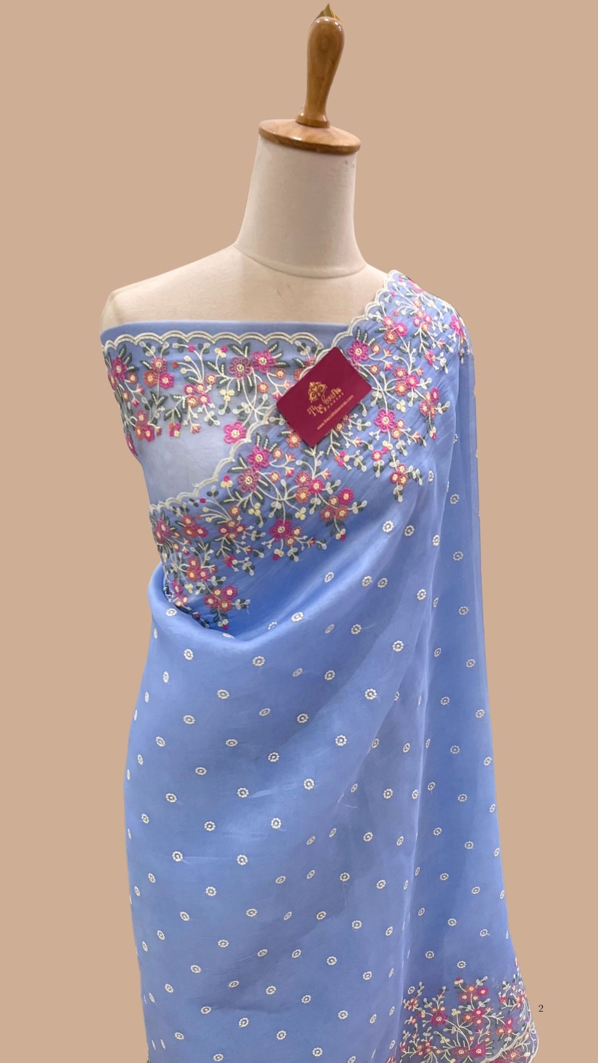 Pure Organza Silk Chikankari Handloom Banarasi Saree
