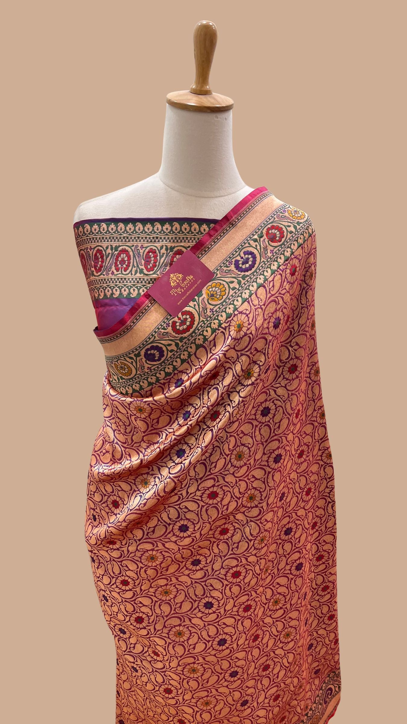 Pure Katan Silk Handloom Banarasi Saree - Tanchui Brocade Meena