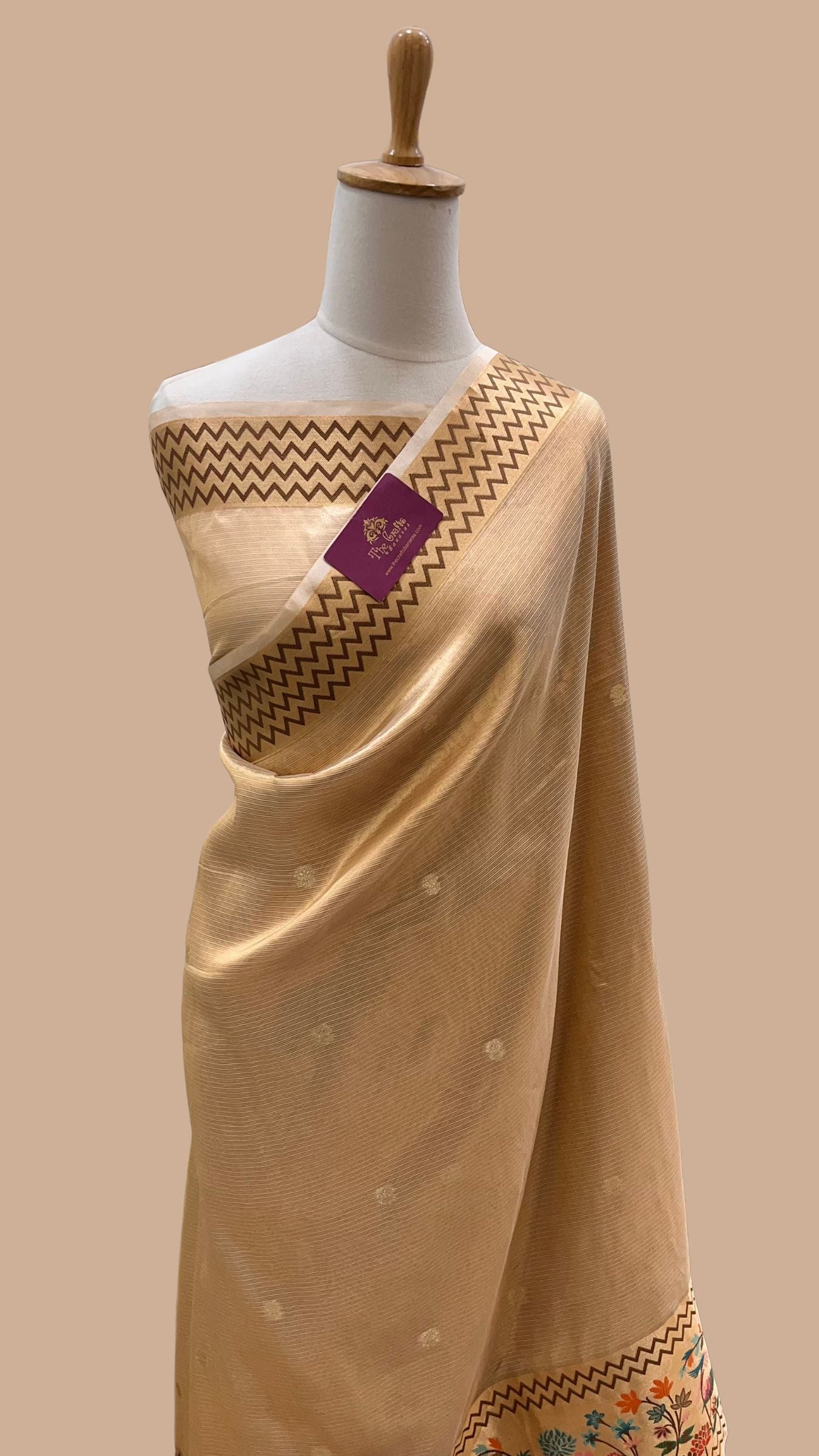 Pure Zari Kota Tissue Silk Handloom  Banarasi Saree - Meenakari