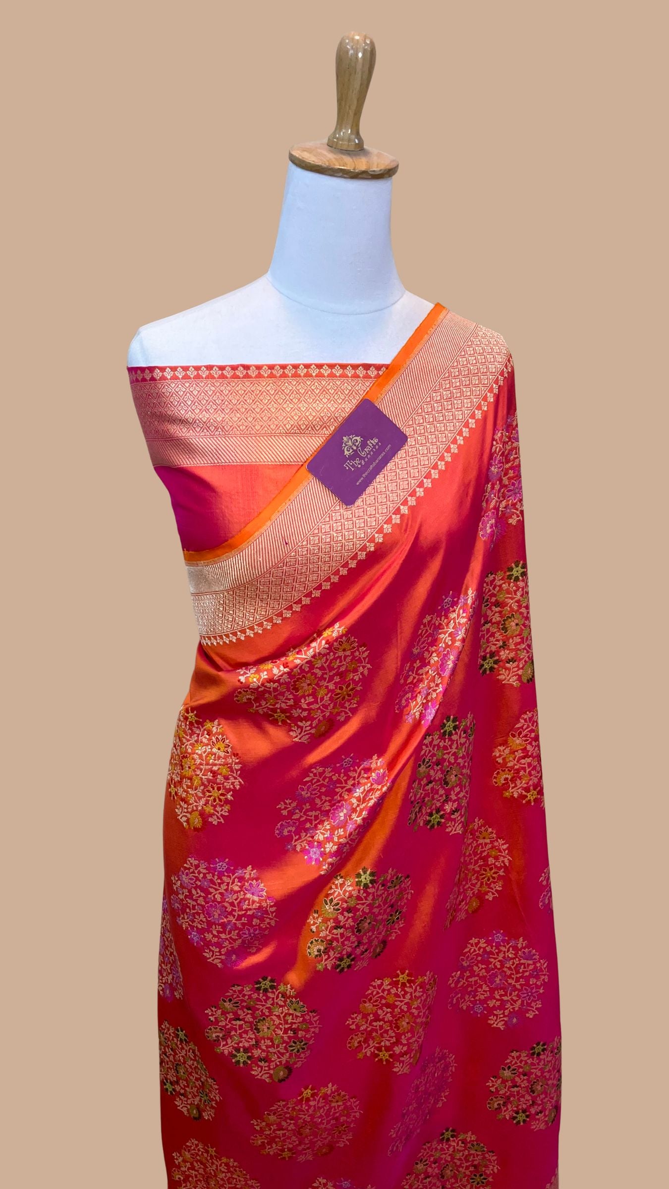 Pure Katan Silk Handloom Banarasi Saree - All Over Kadiyal Jaal Work