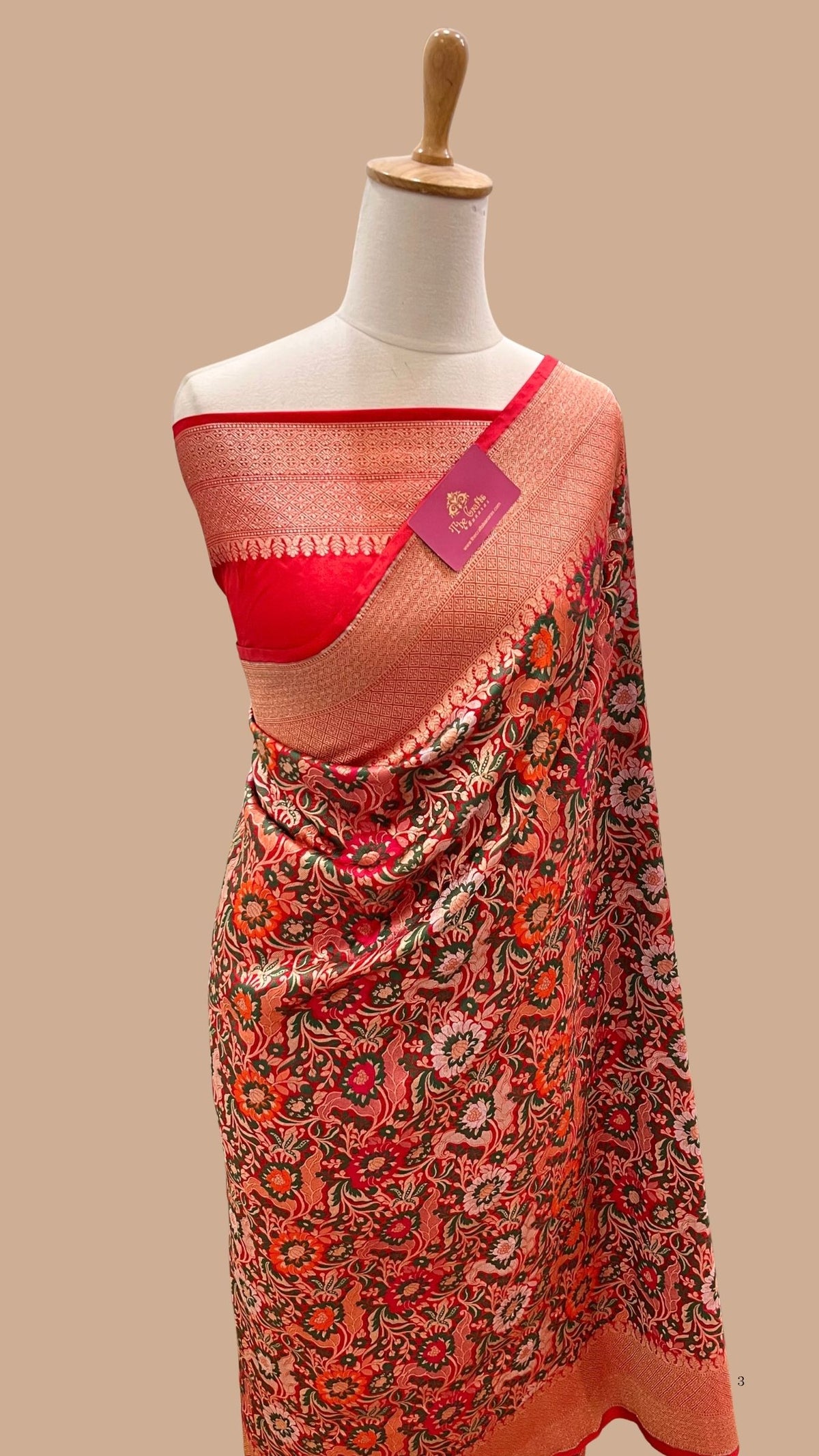 Pure Katan Silk Handloom Banarasi Saree - Jaal Work with Meenakari