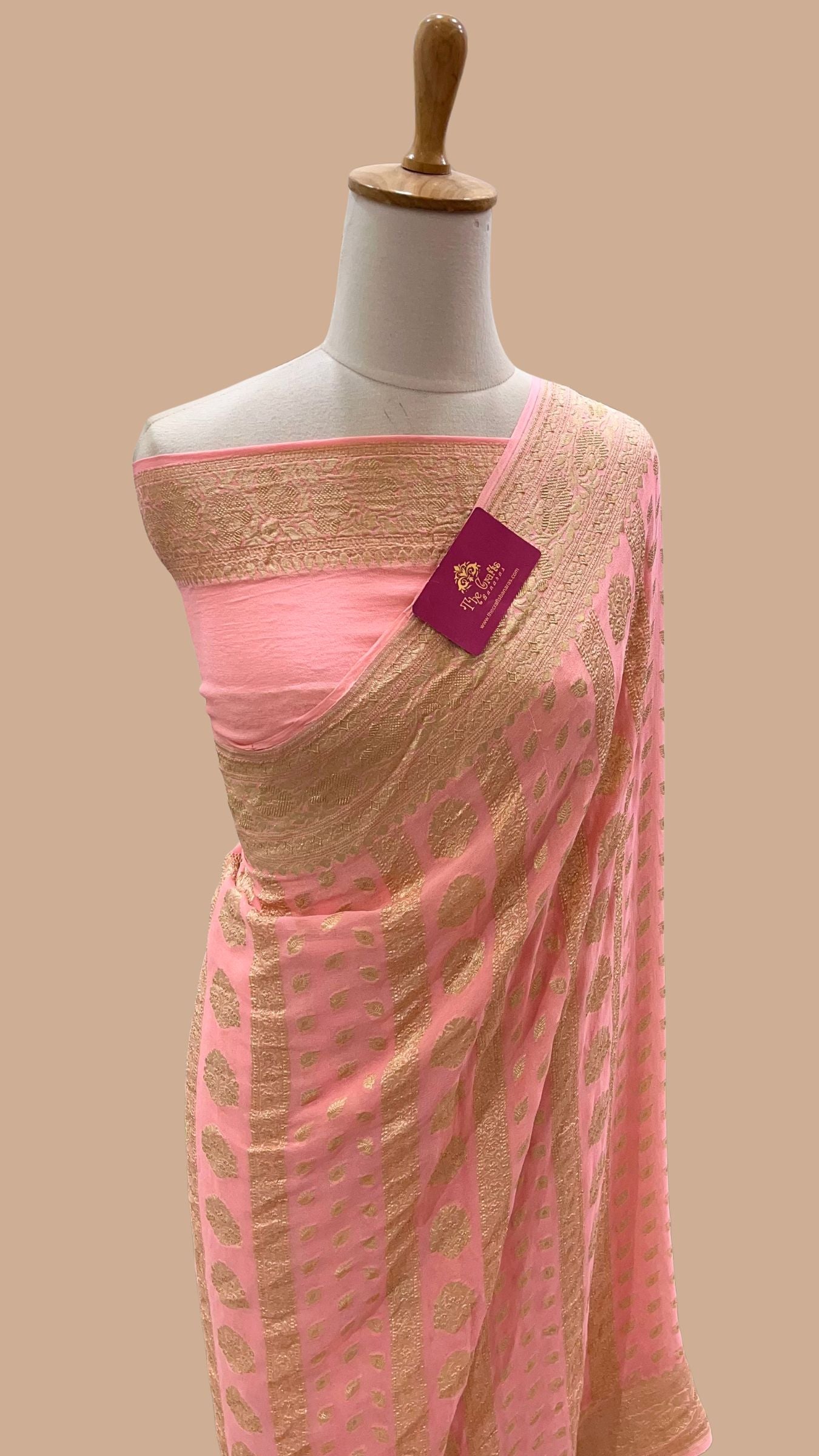 Khaddi Georgette Handloom Banarasi Saree