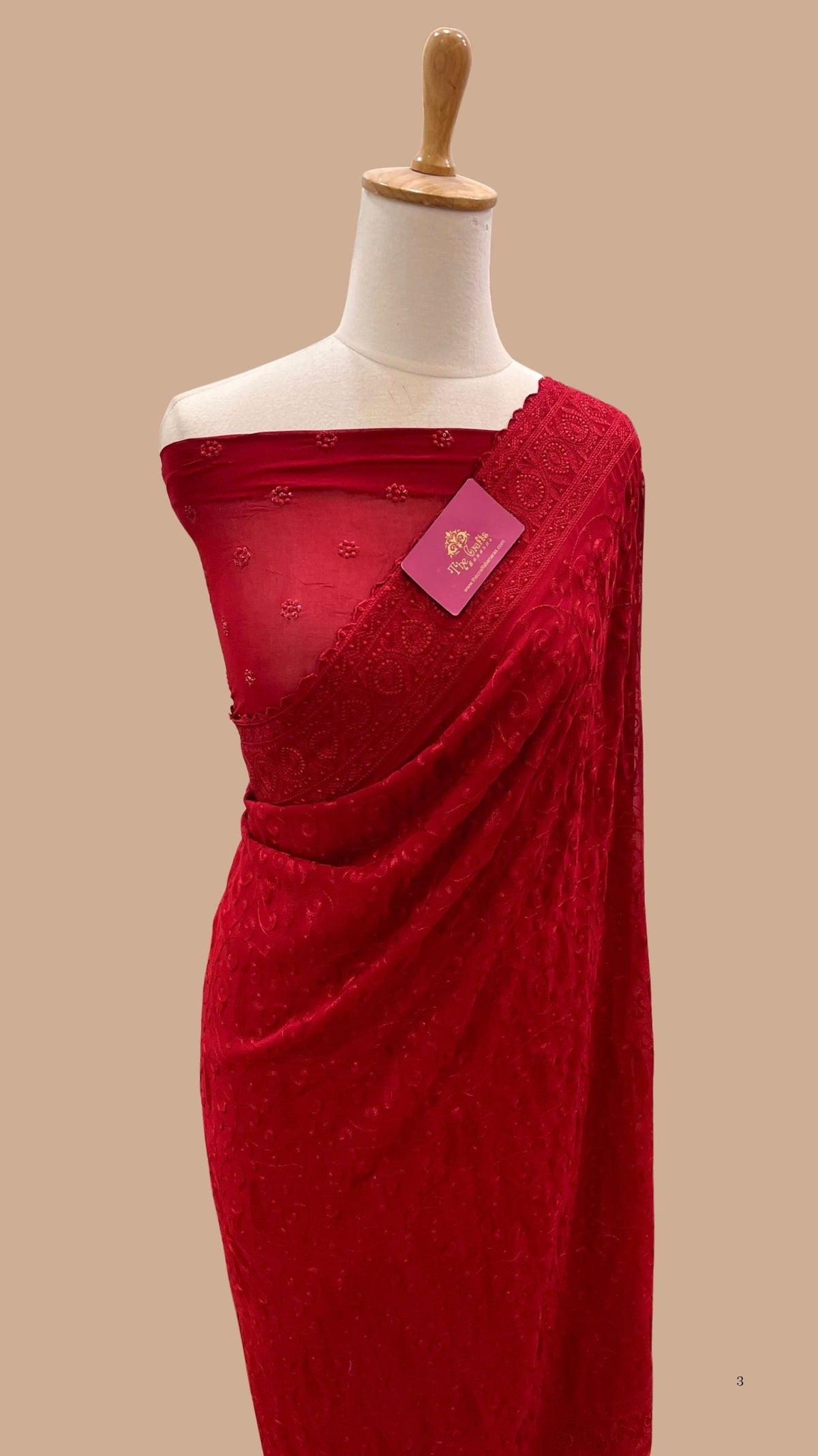 Pure Georgette Chikankari Handloom Banarasi Saree
