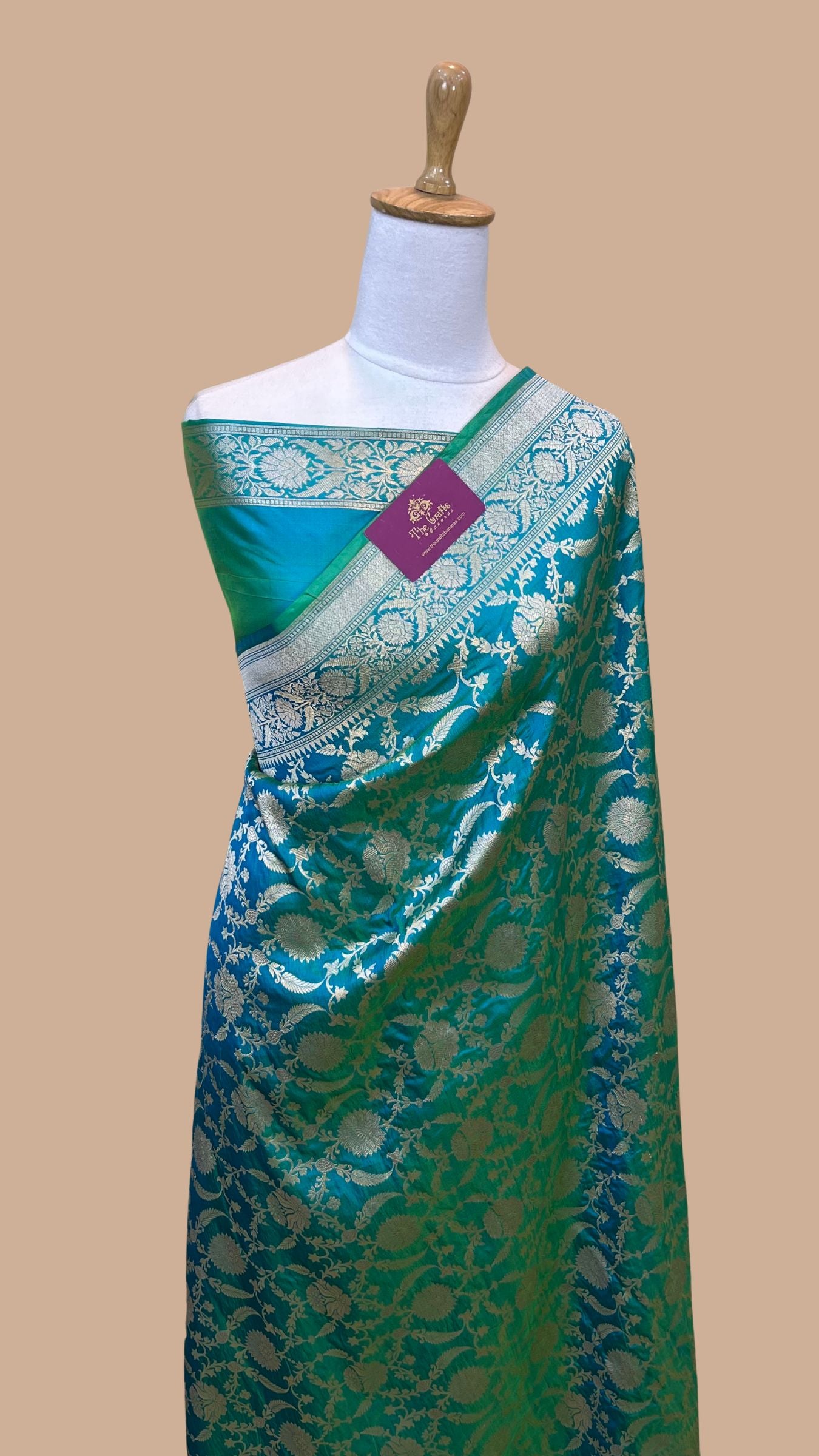 Pure Katan Silk Handloom Banarasi Saree - Jaal work