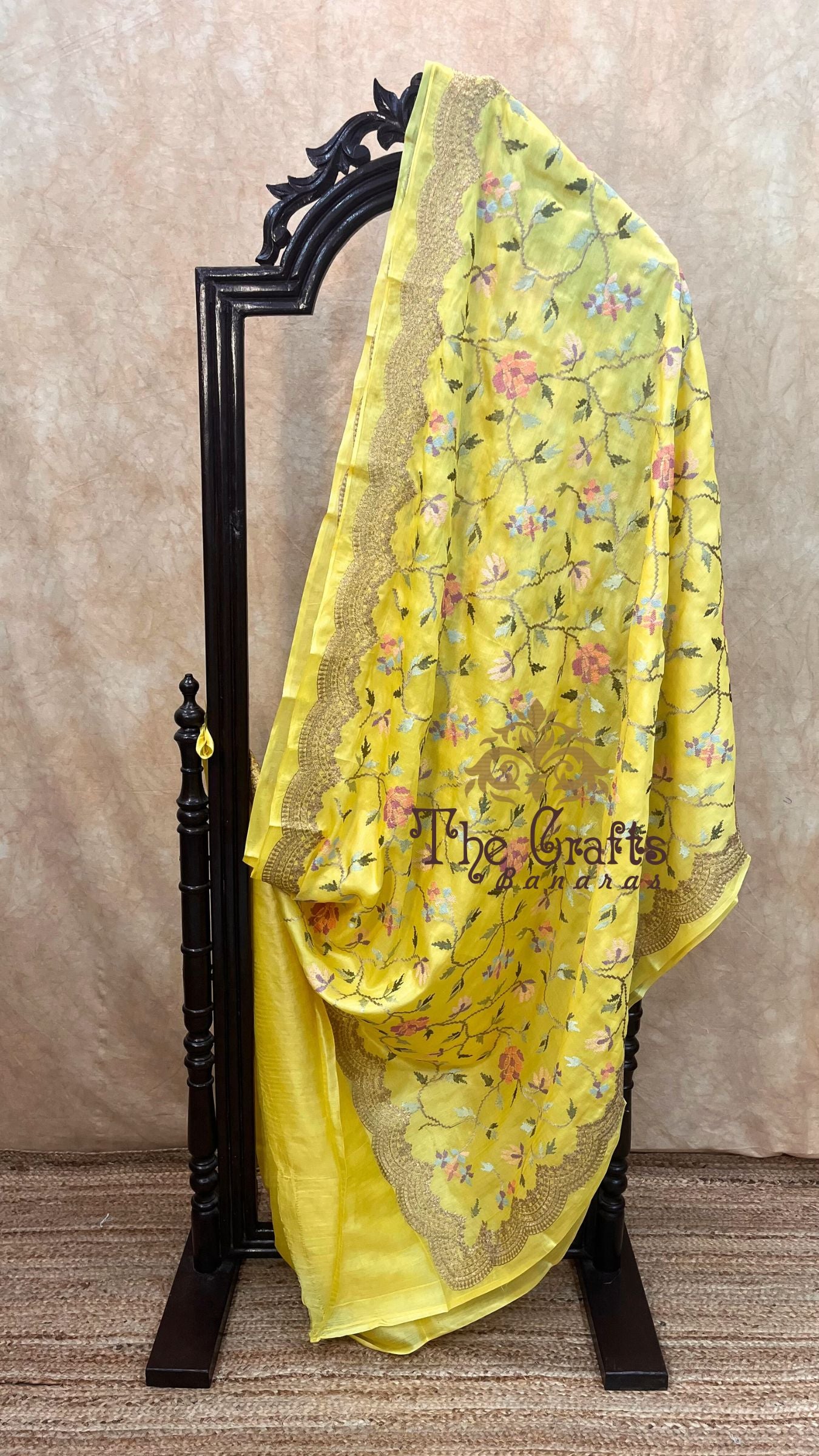 Pure Tussar Silk Chikankari Handloom Banarasi Saree