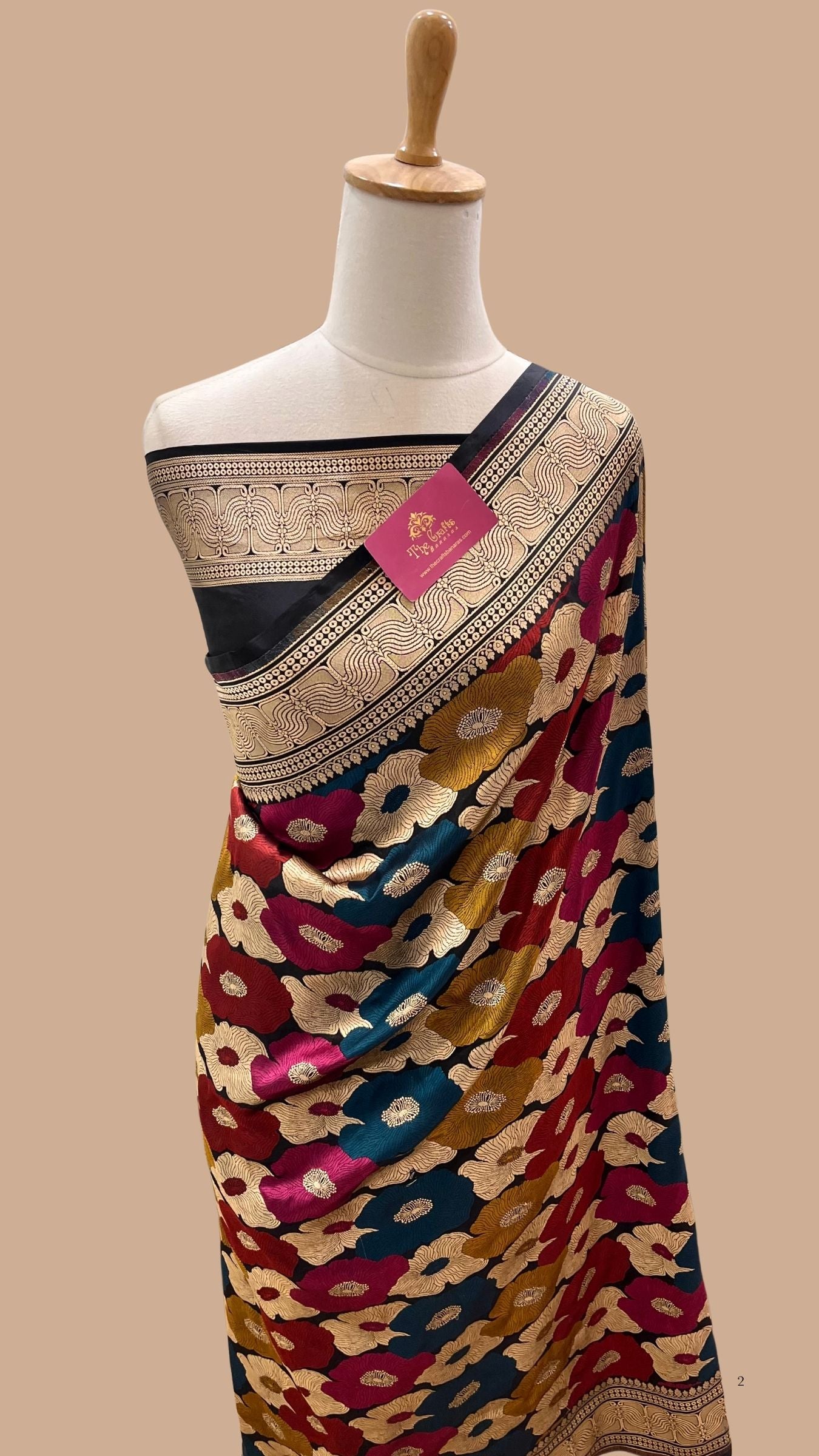 Pure Katan Silk Handloom Banarasi Saree - Multi Meenakari Floral Jaal