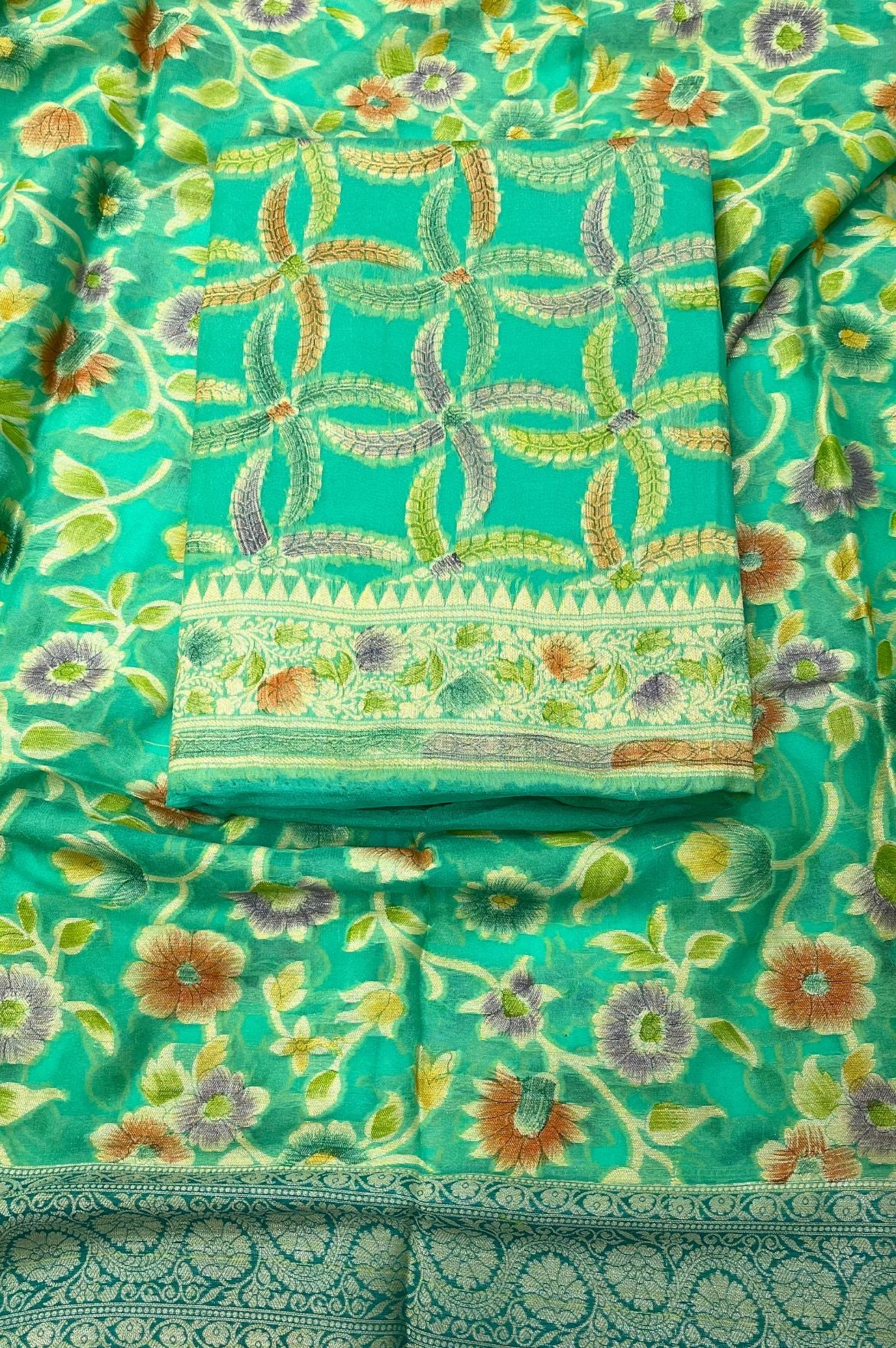 Pure Khaddi Chiffon Banarasi Dress Material