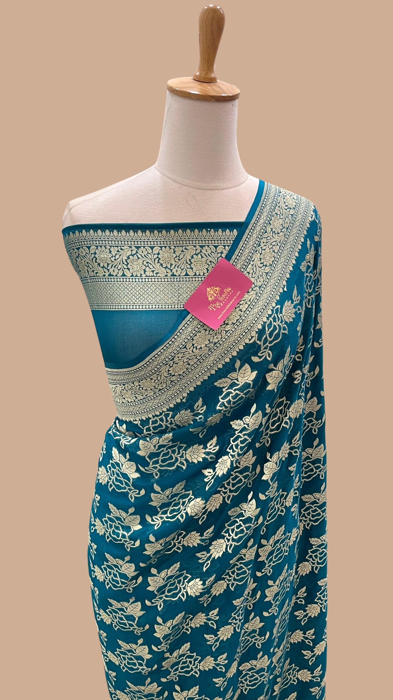 Khaddi Georgette Banarasi Saree - Gold Zari
