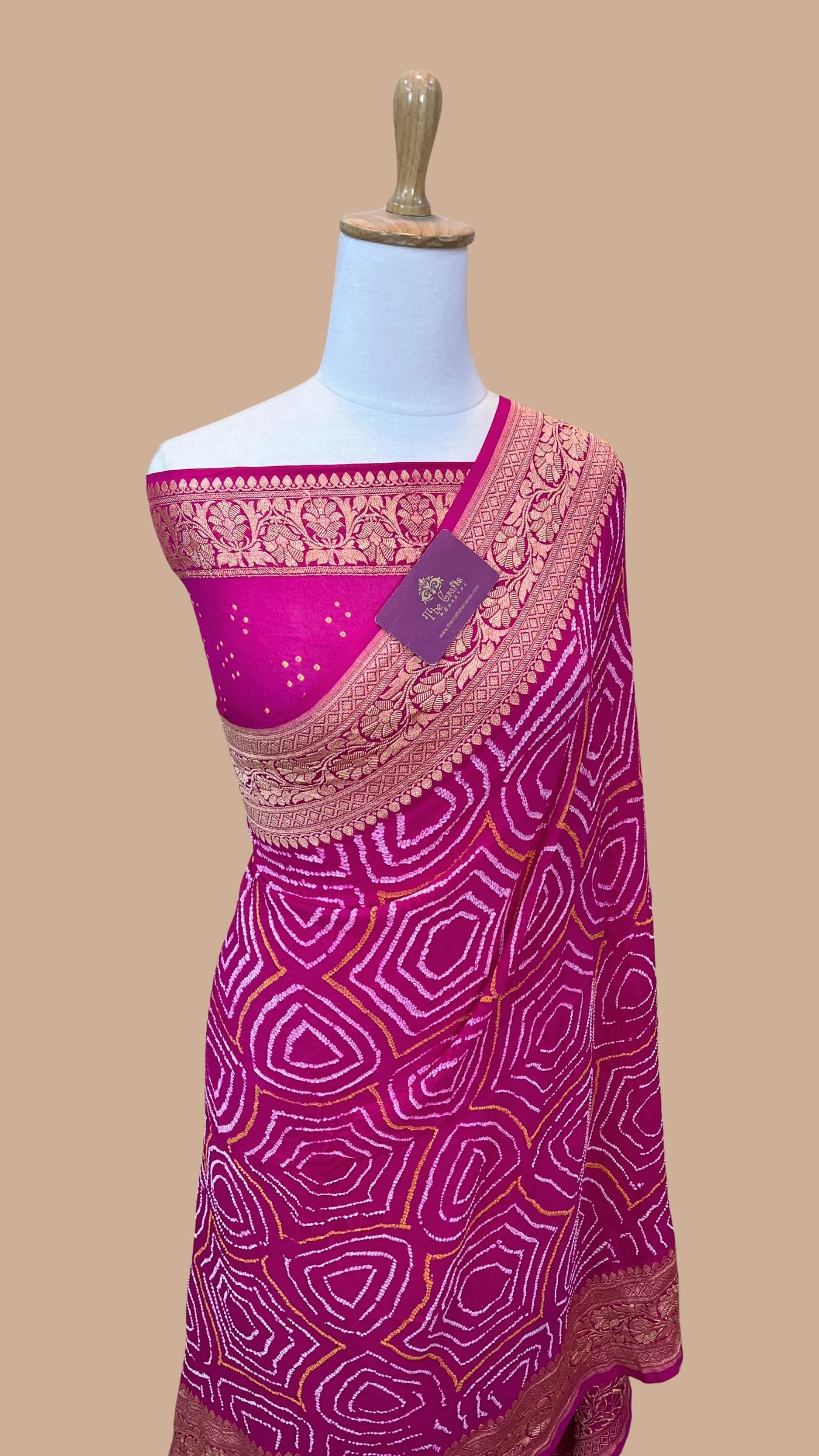 Pure Georgette Banarasi Handloom Bandhej Saree