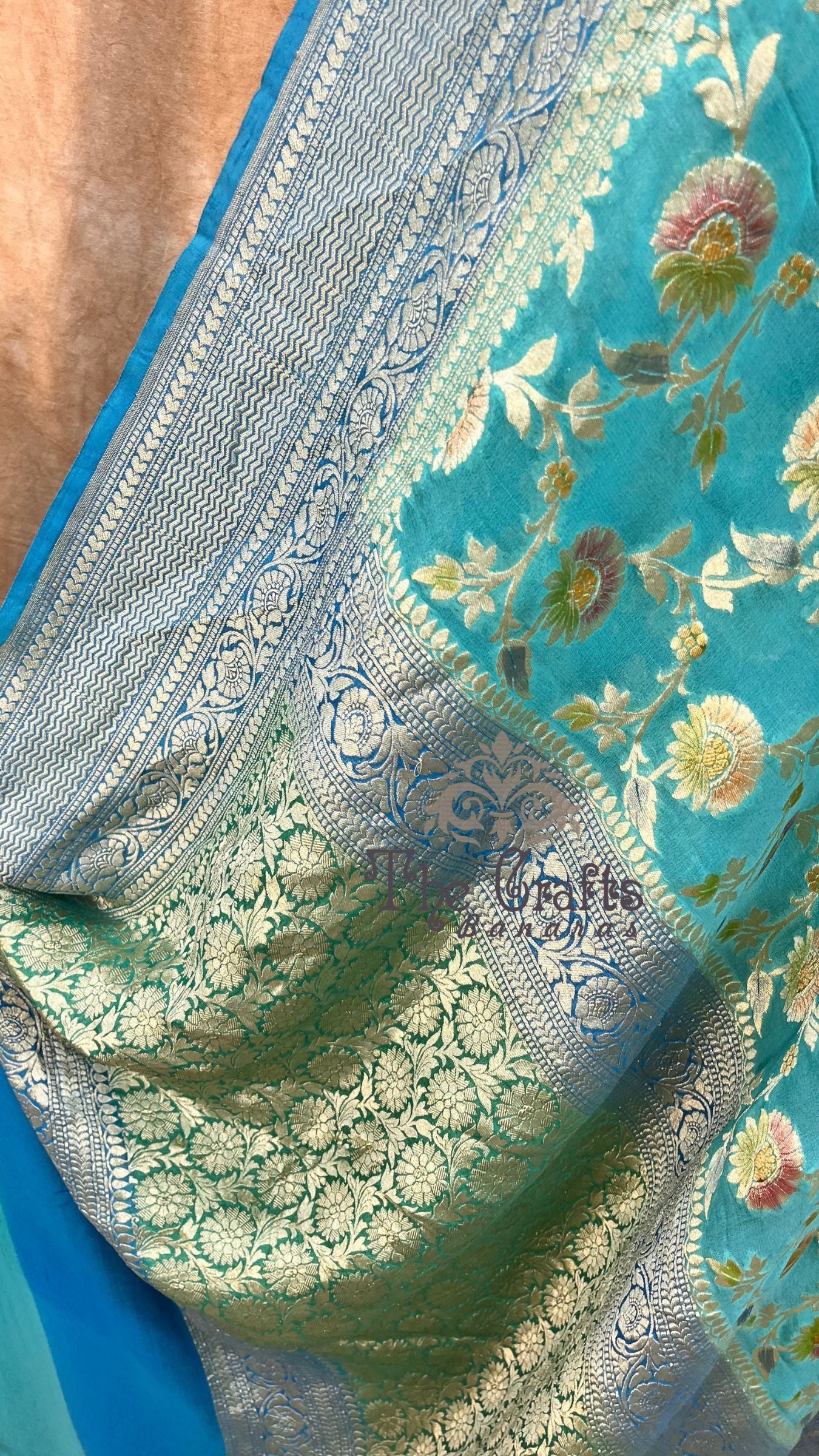 Khaddi Georgette Handloom Banarasi Saree - Water Zari