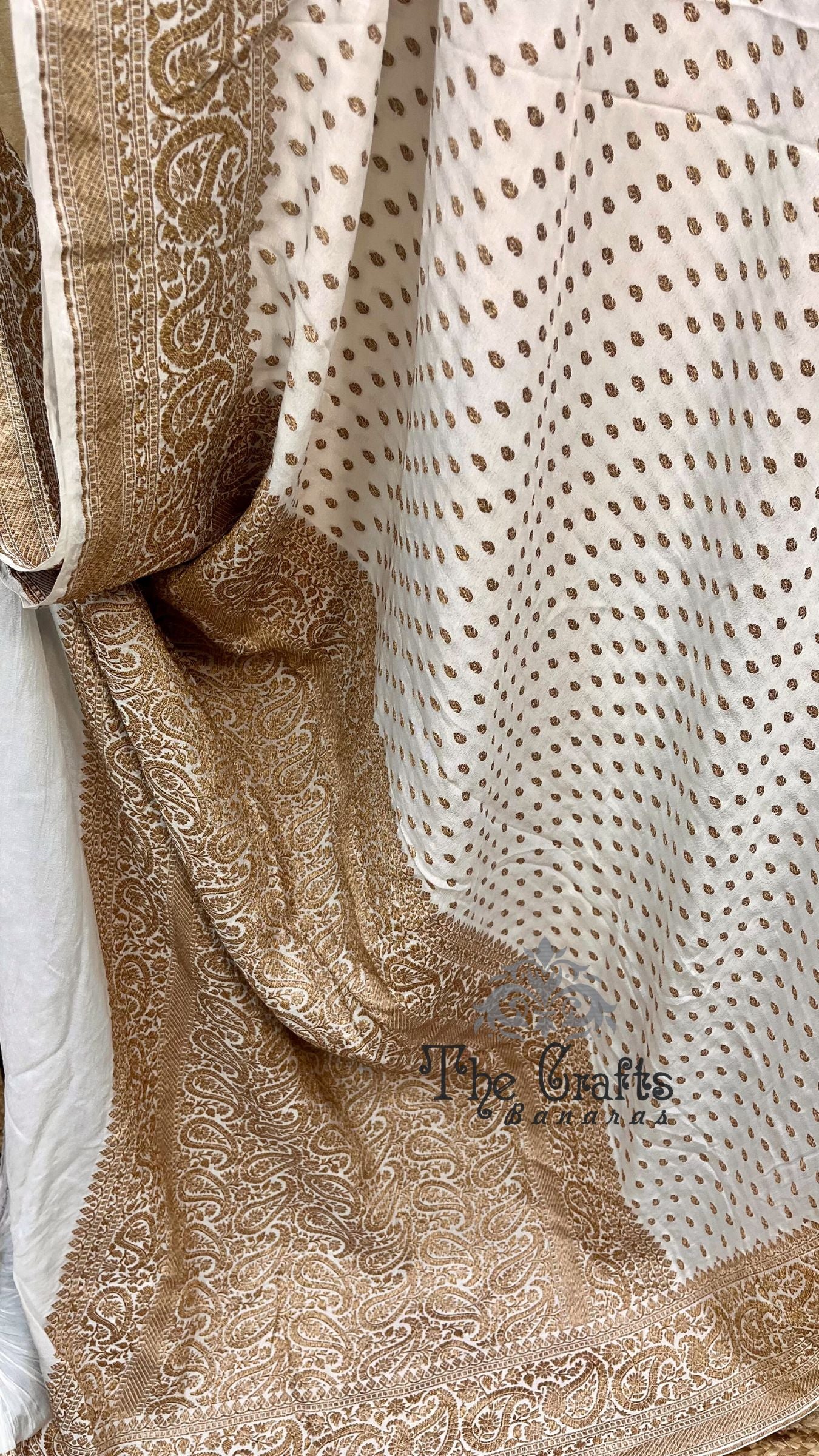 Pure Crepe Georgette Banarasi Saree - Antique Zari