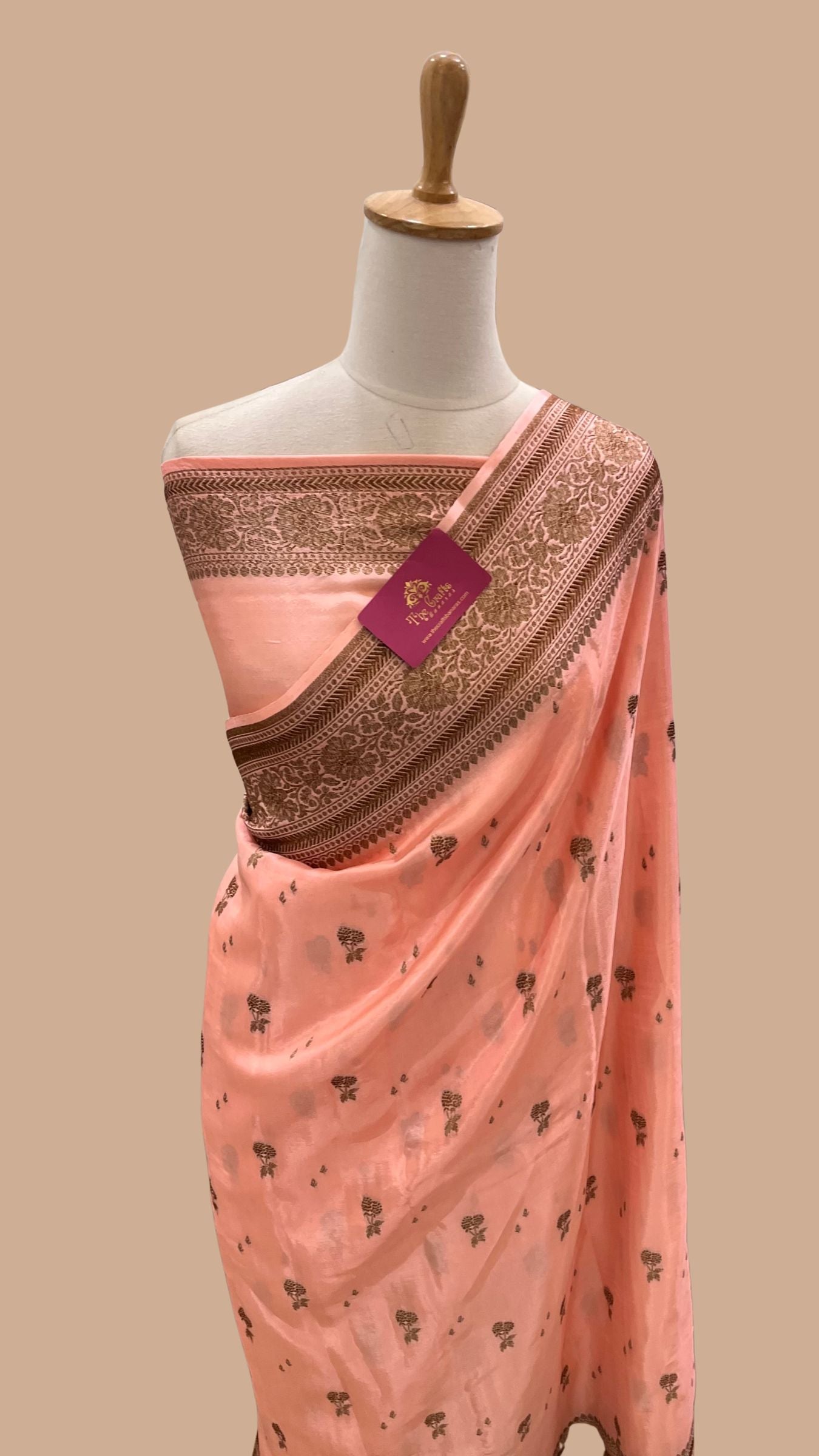 Pure Crepe Silk Banarasi Saree (Copy)