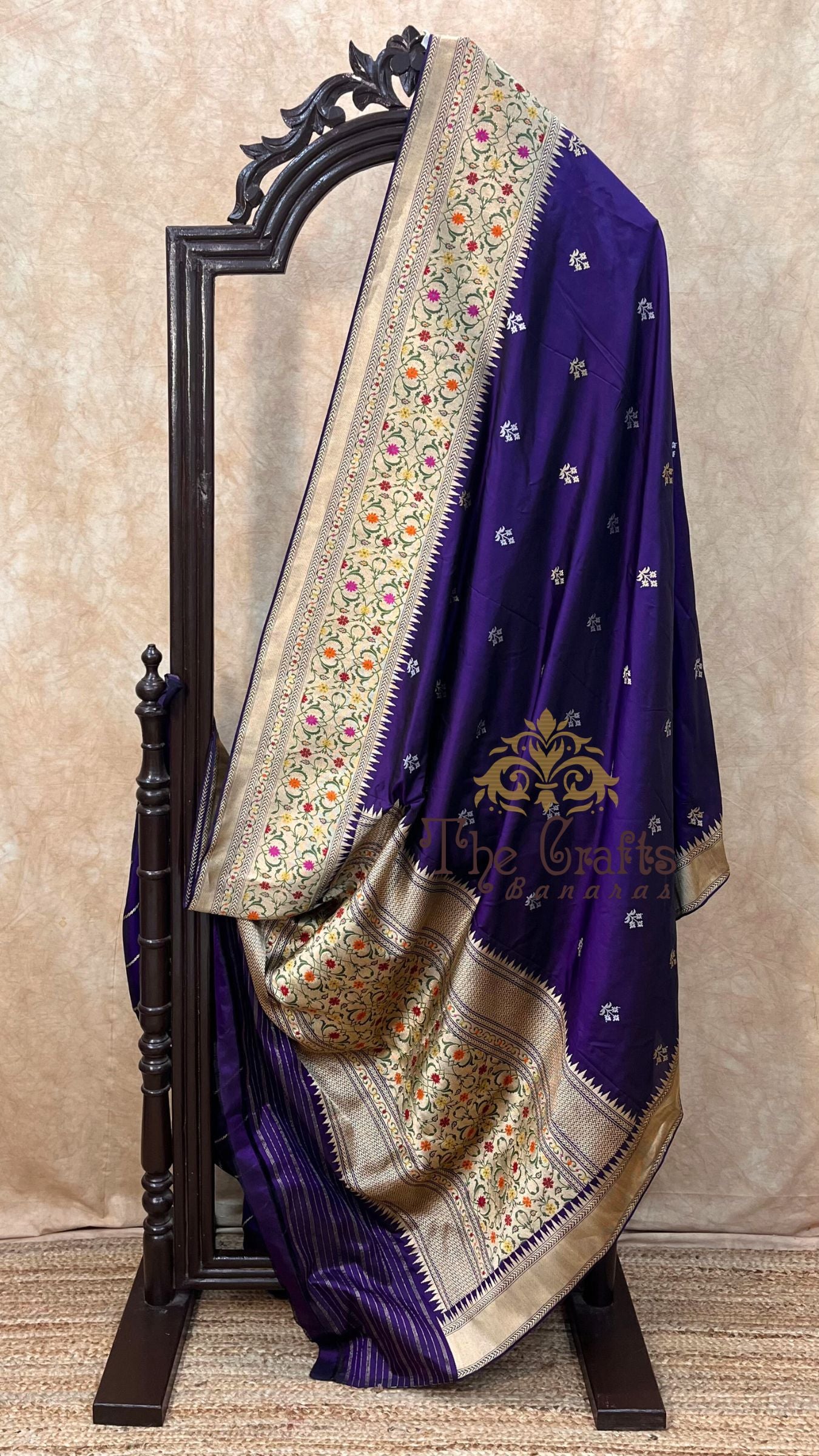 Purple Pure Katan Silk Handloom Banarasi Saree - With Sona Rupa Kadhua Motifs