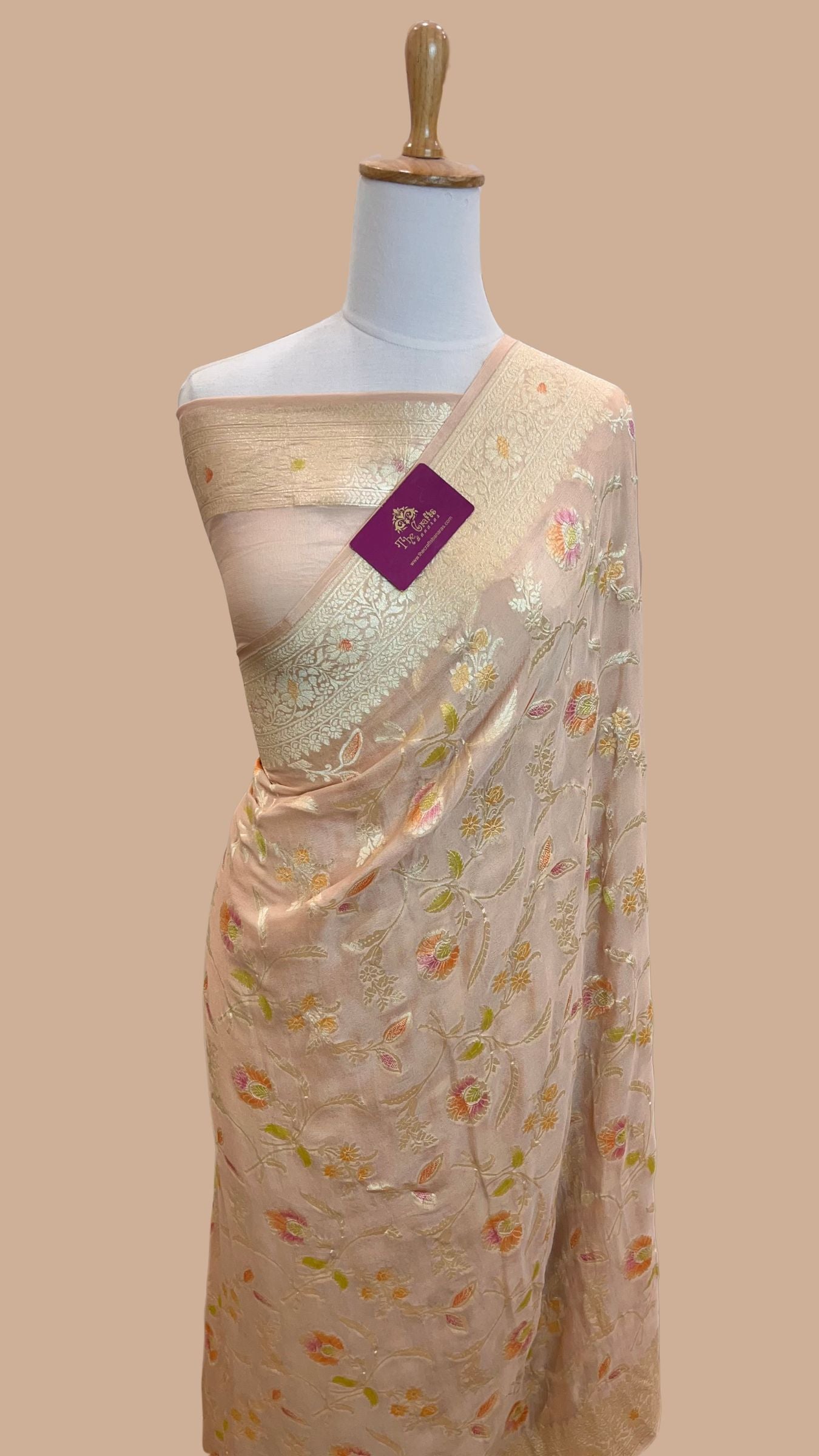 Khaddi Georgette Handloom Banarasi Saree