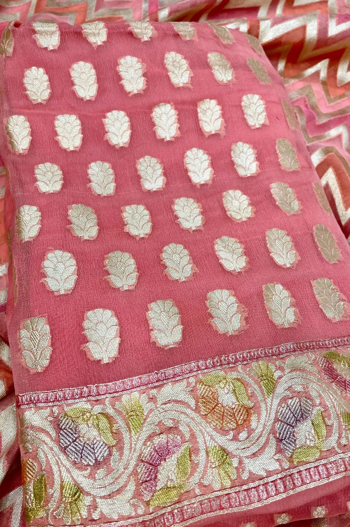 Khaddi Georgette Banarasi Dress Material