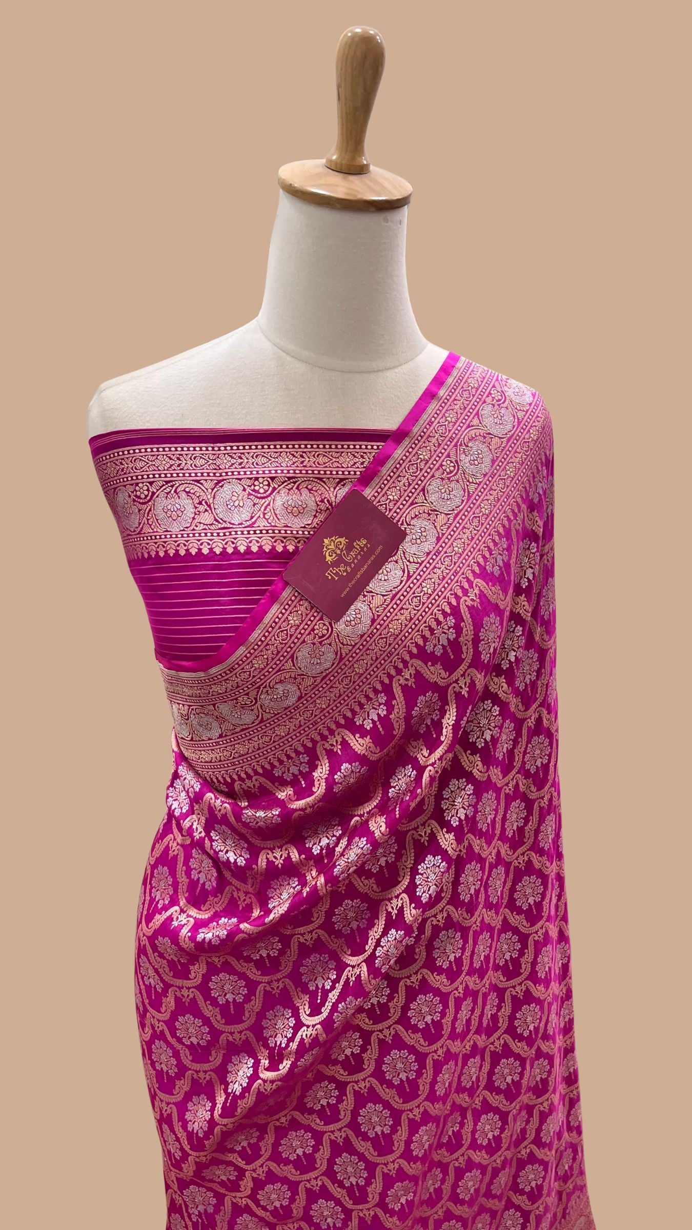 Pure Katan Silk Handloom Banarasi Saree - All over Sona Roopa Jaal work