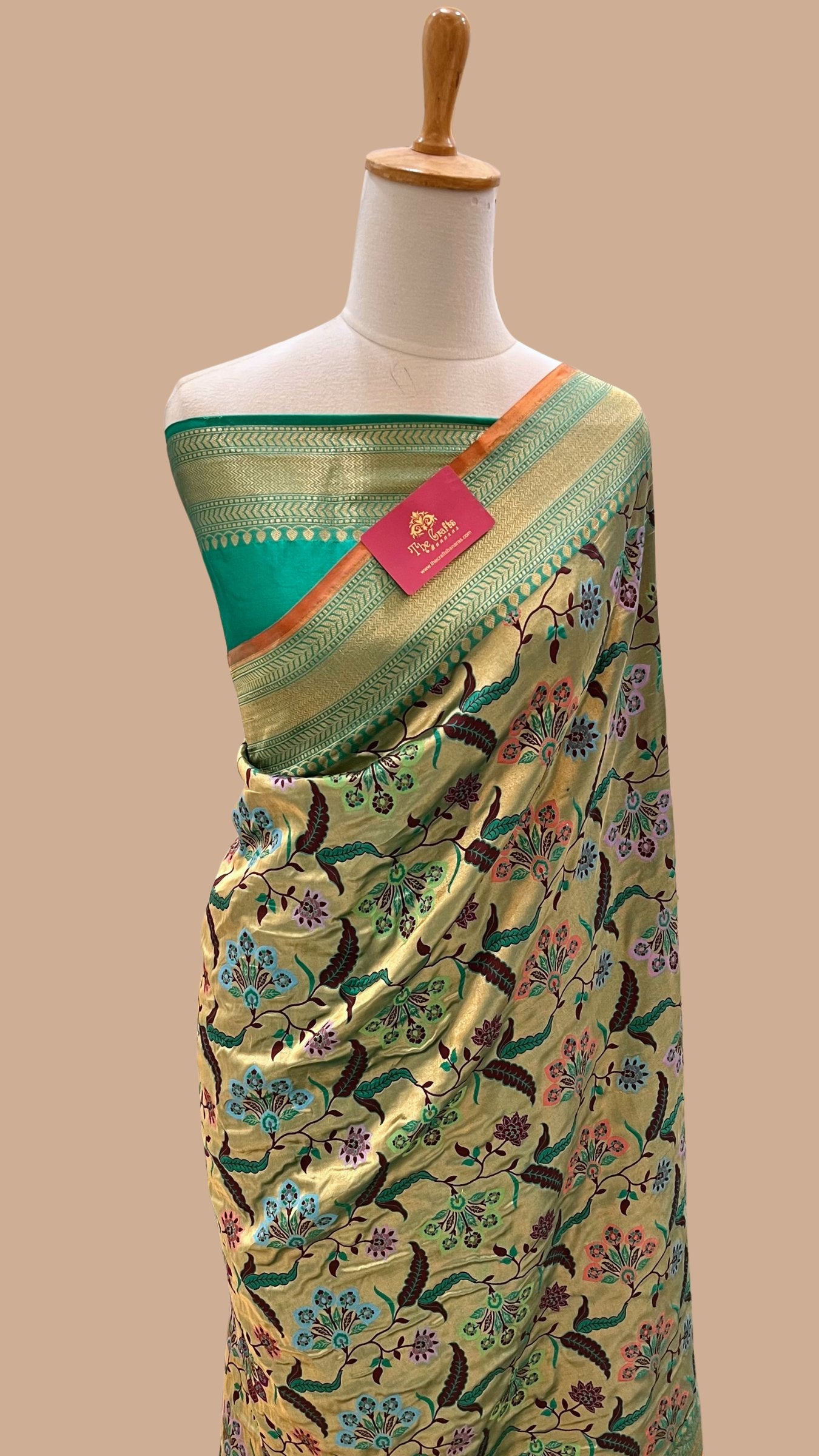 Pure Katan Silk Handloom Banarasi Saree - Tilfi Meenakari Jaal Brocade