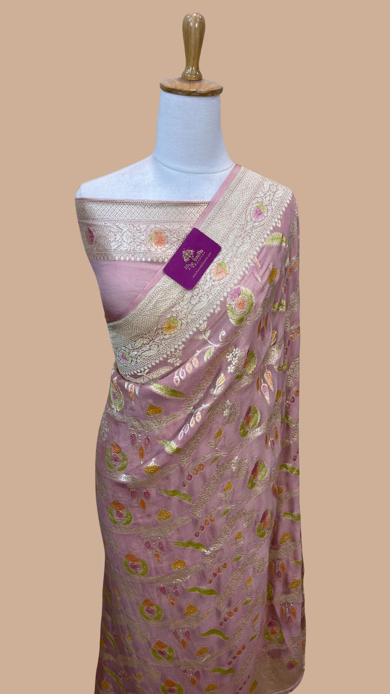 Khaddi Georgette Handloom Banarasi Saree