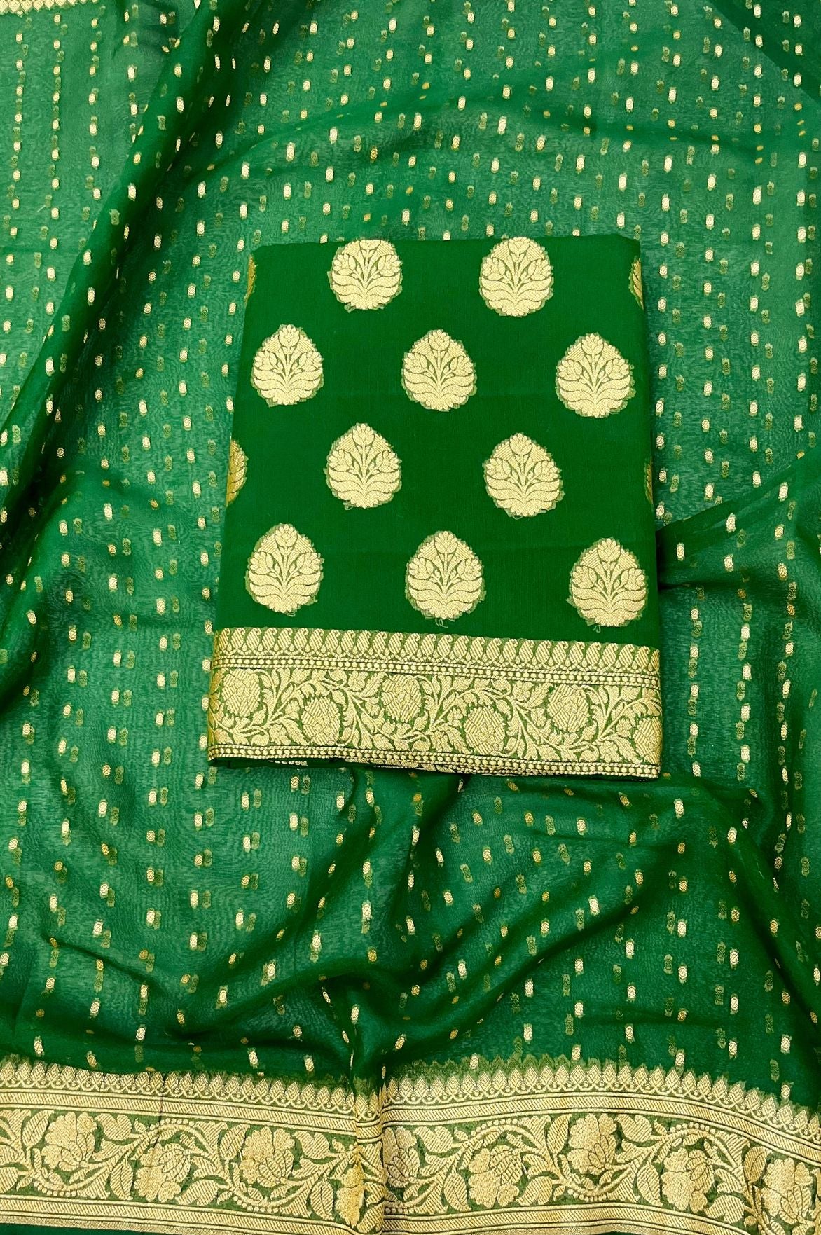 Khaddi Georgette Banarasi Dress Material
